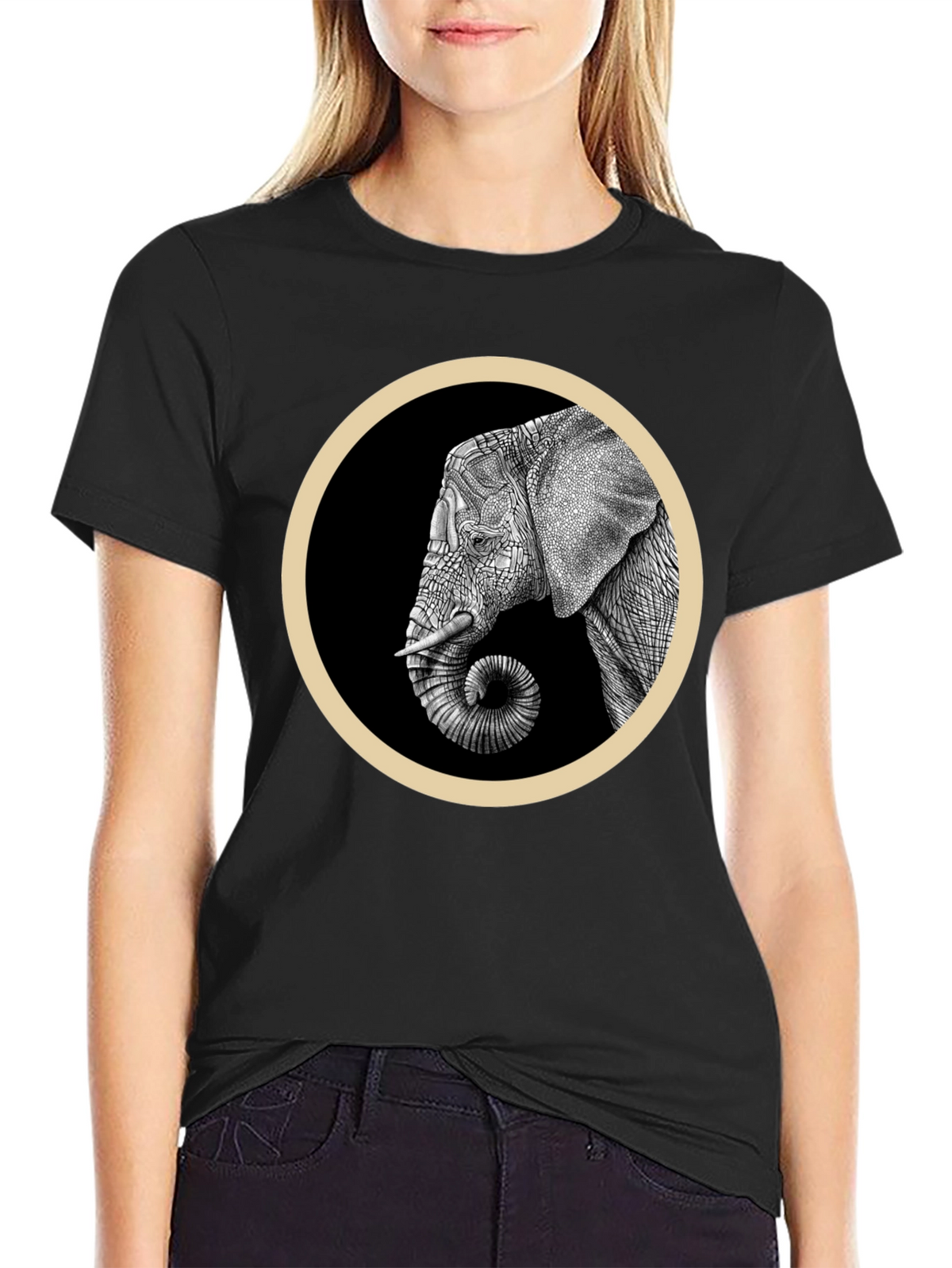 Elephant Graphic T-Shirt - Stylish Black Tee