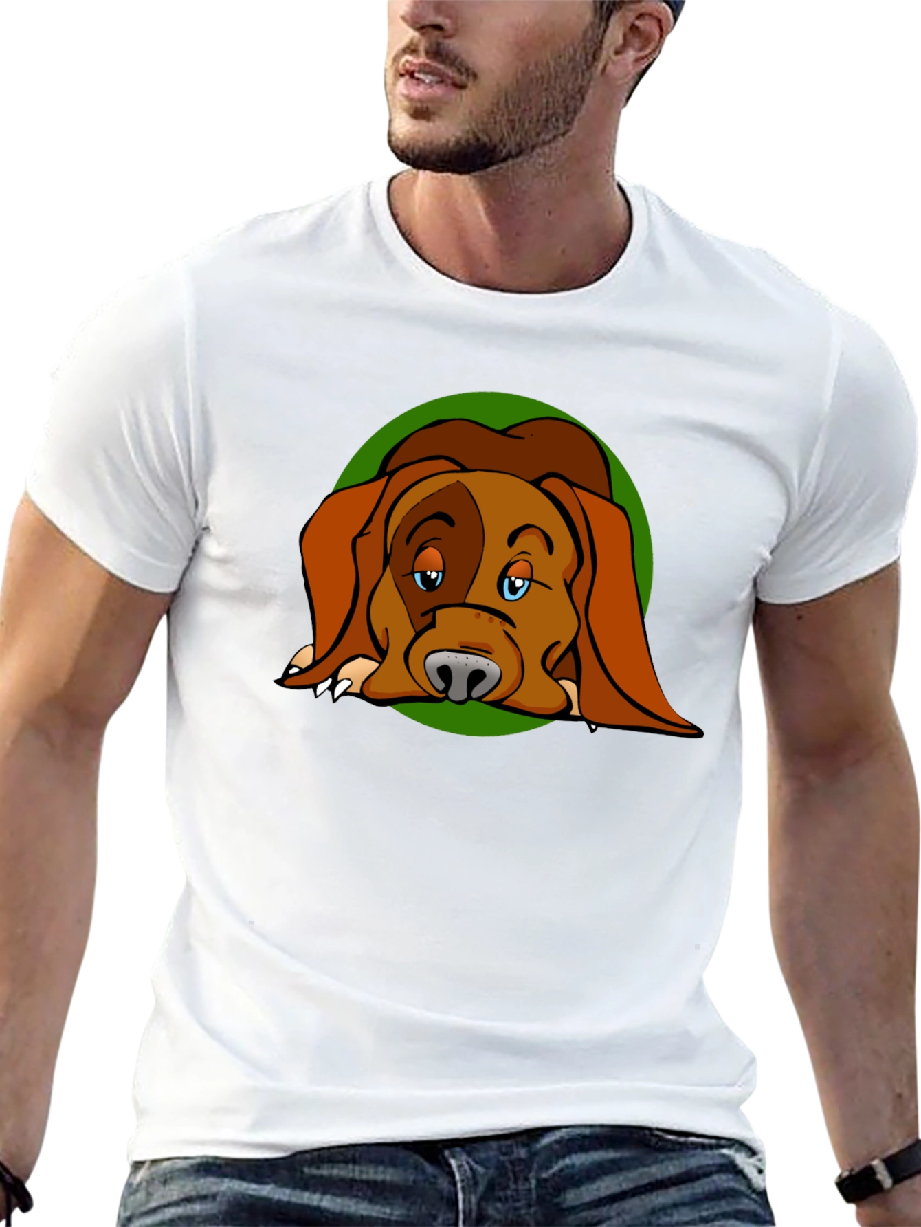 Dog Cartoon Graphic Black T-Shirt