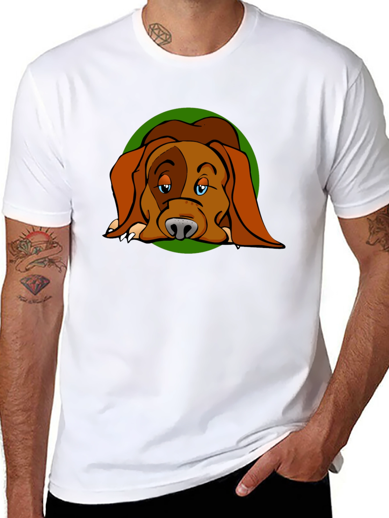 Dog Cartoon Graphic Black T-Shirt