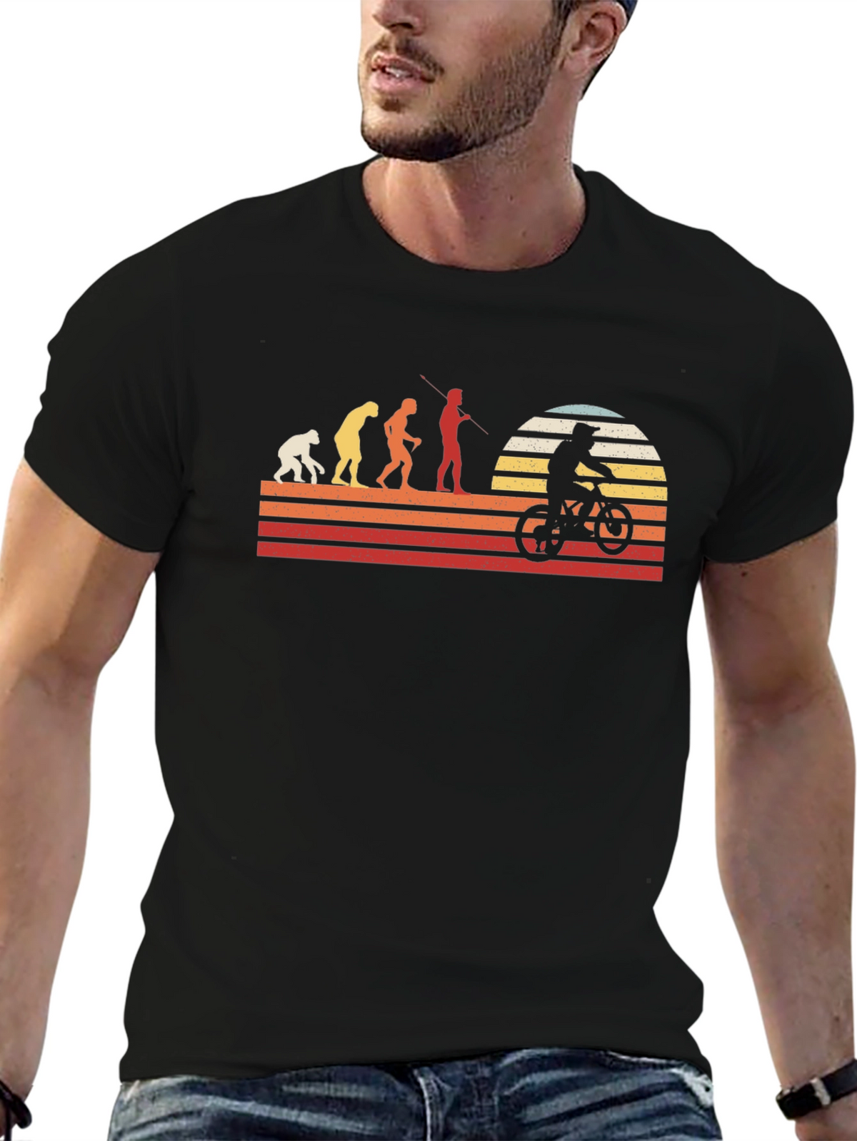 Evolution of Biking Graphic Tee - Black