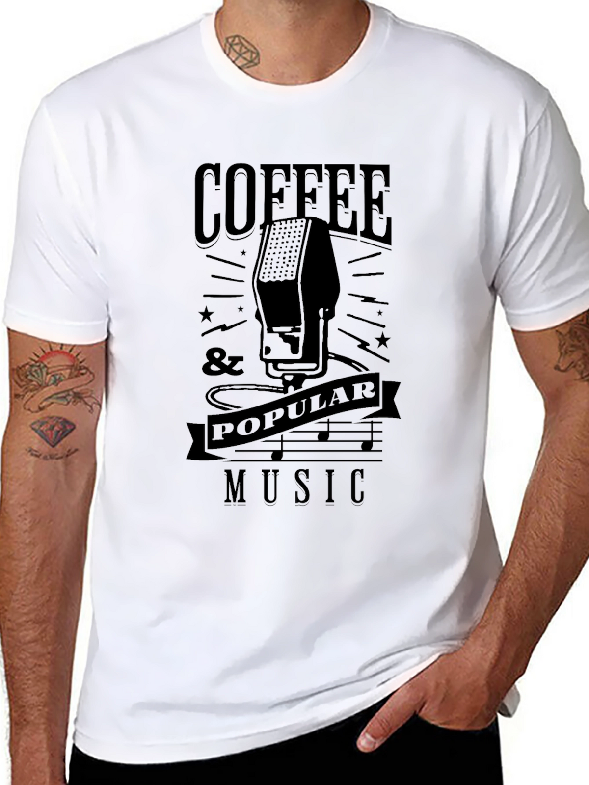 Coffee & Popular Music Graphic T-Shirt