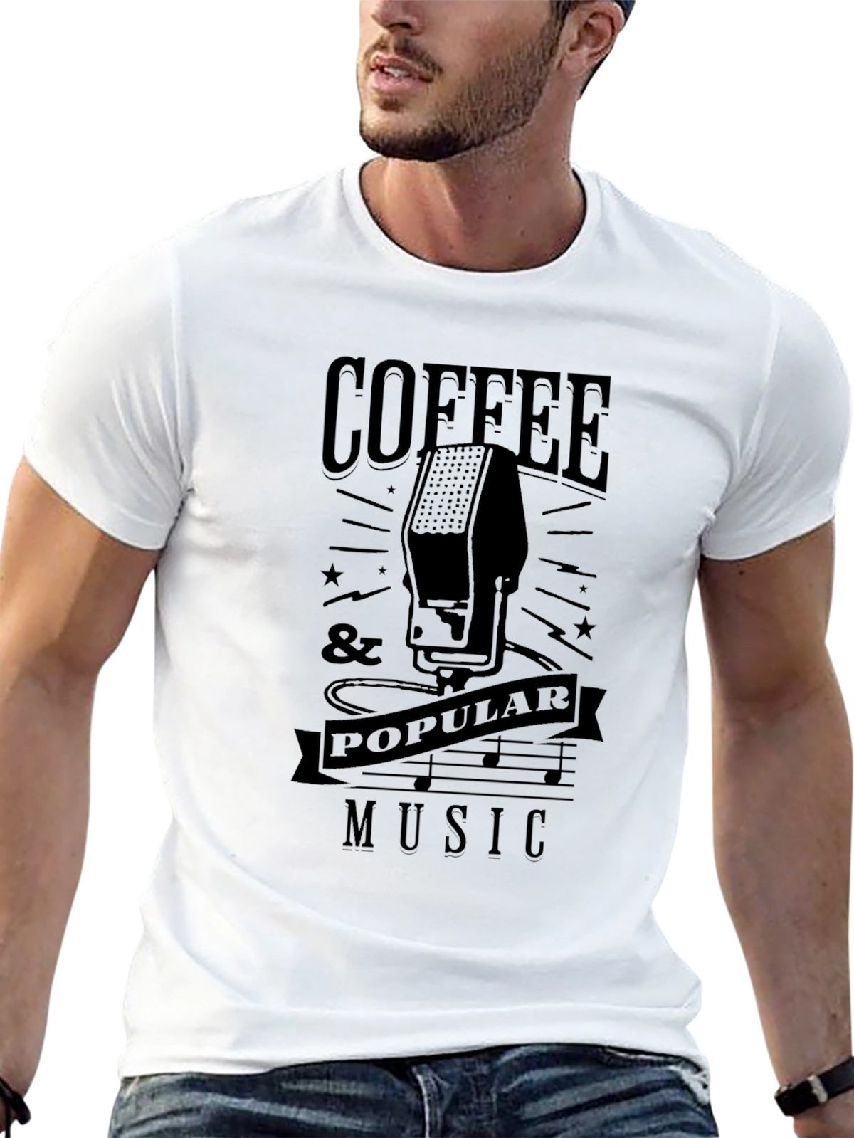 Coffee & Popular Music Graphic T-Shirt