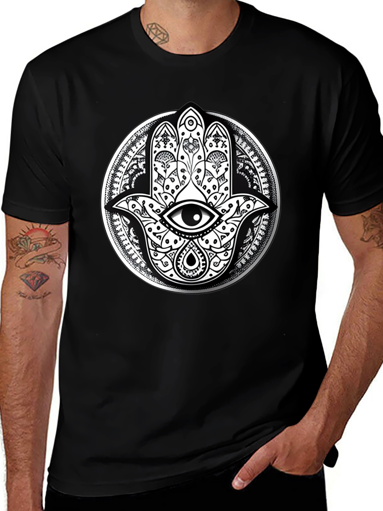 Hamsa Hand Graphic Tee - Eye Protection Print Shirt