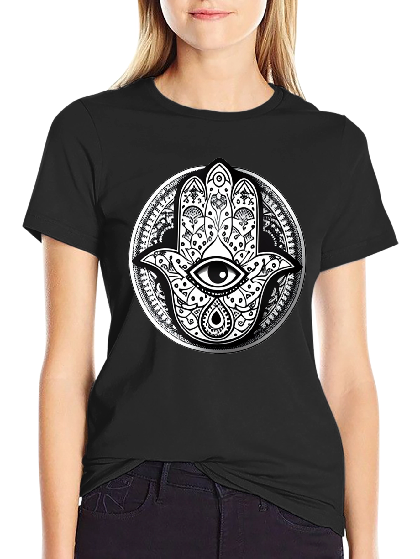 Hamsa Hand Graphic Tee - Eye Protection Print Shirt
