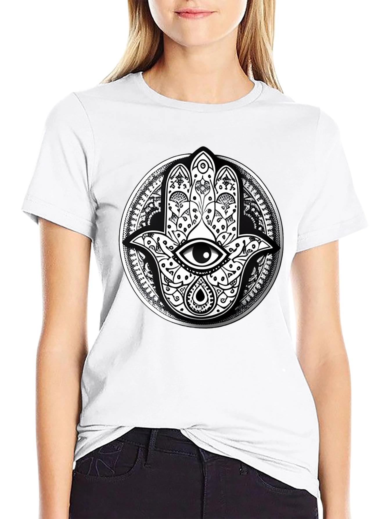 Hamsa Hand Graphic Tee - Eye Protection Print Shirt