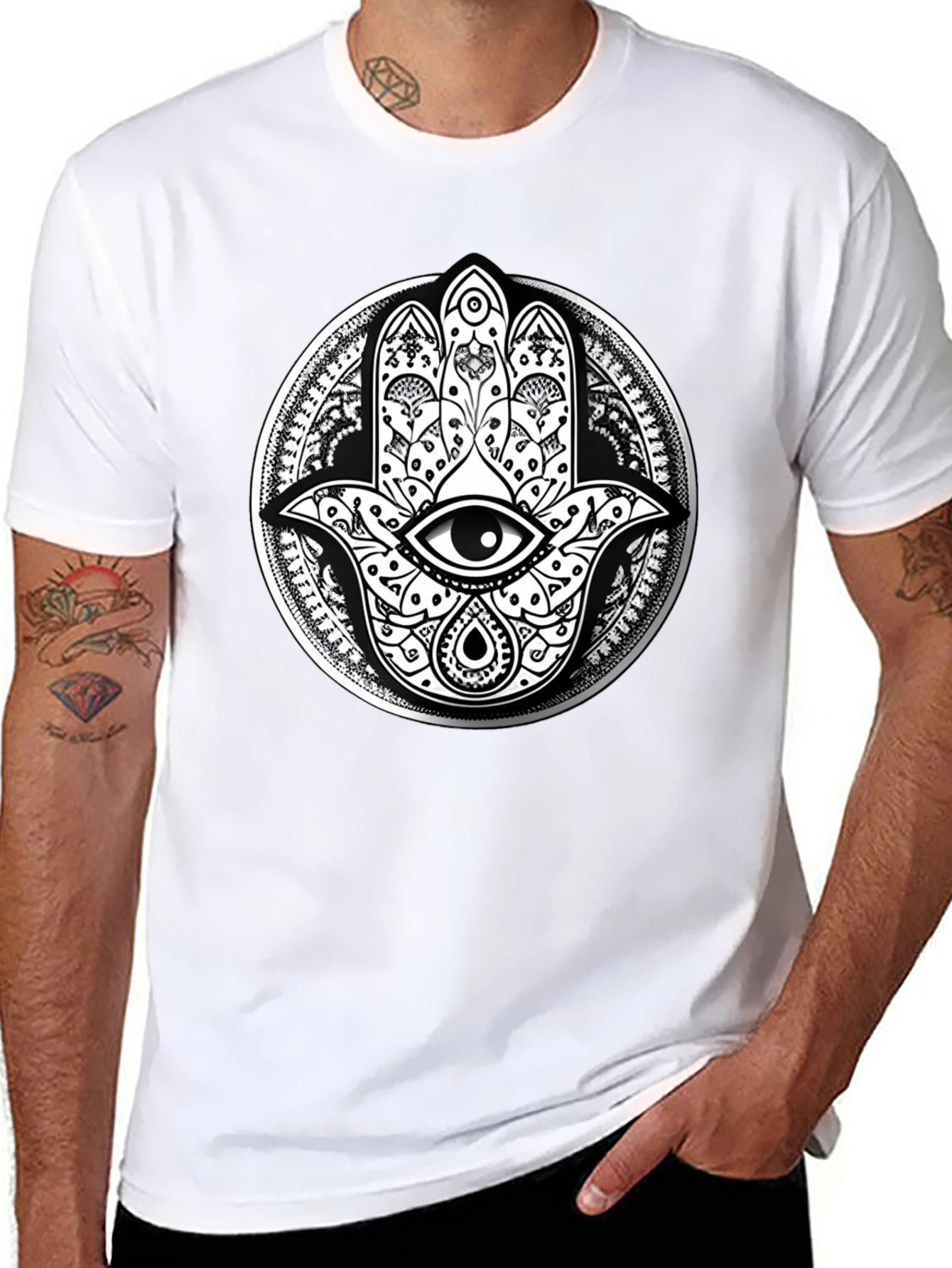 Hamsa Hand Graphic Tee - Eye Protection Print Shirt