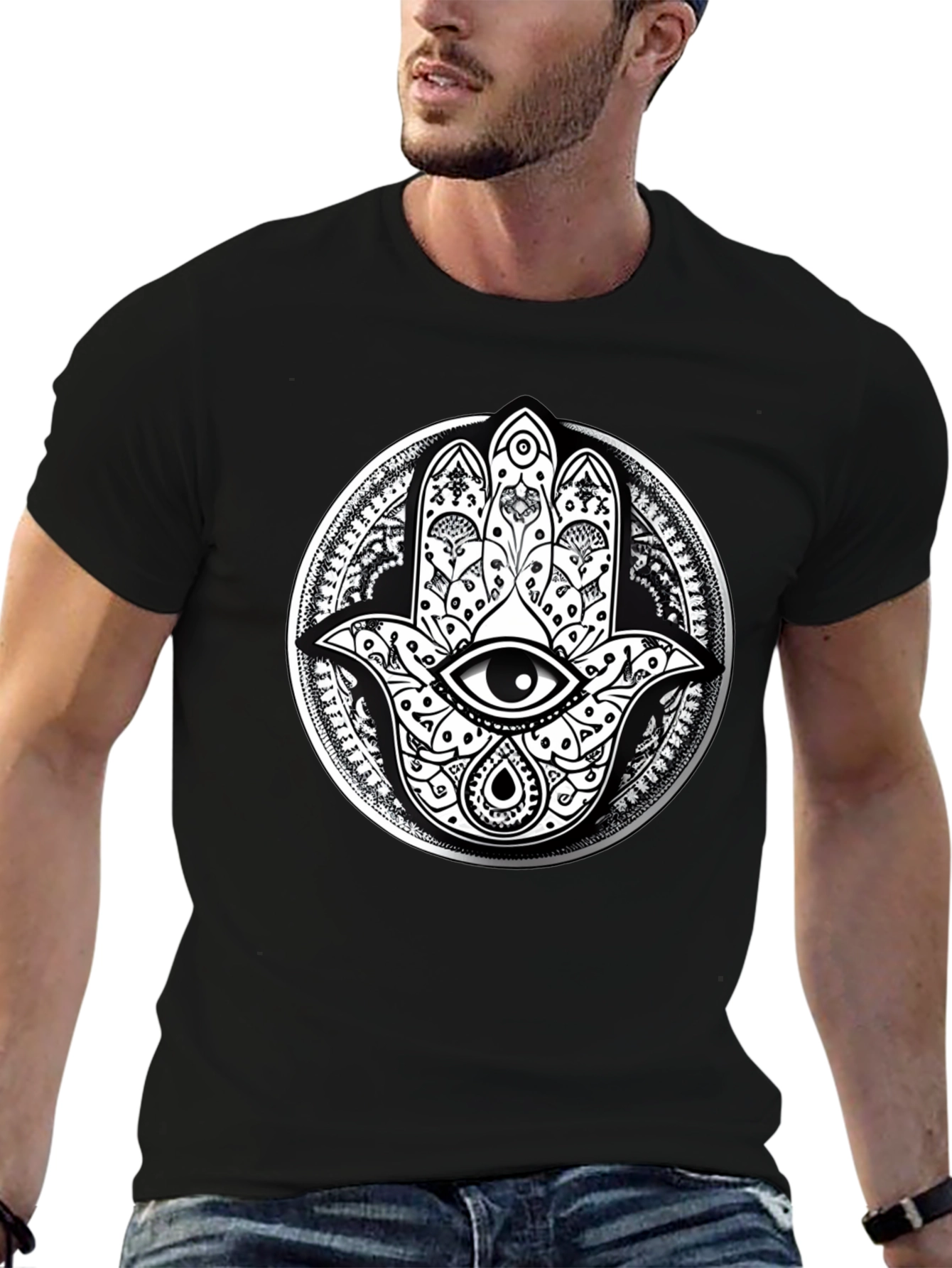 Hamsa Hand Graphic Tee - Eye Protection Print Shirt