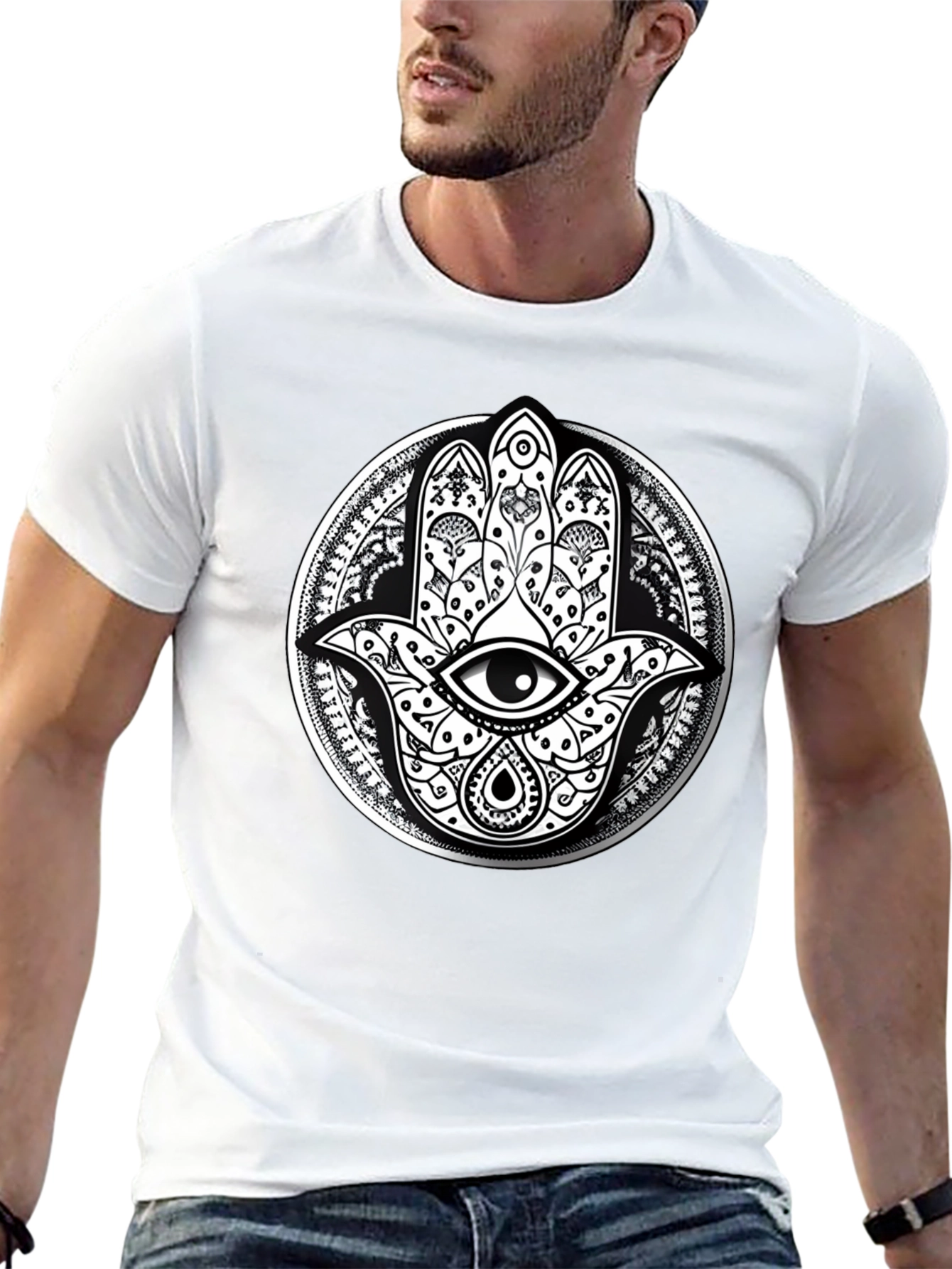 Hamsa Hand Graphic Tee - Eye Protection Print Shirt