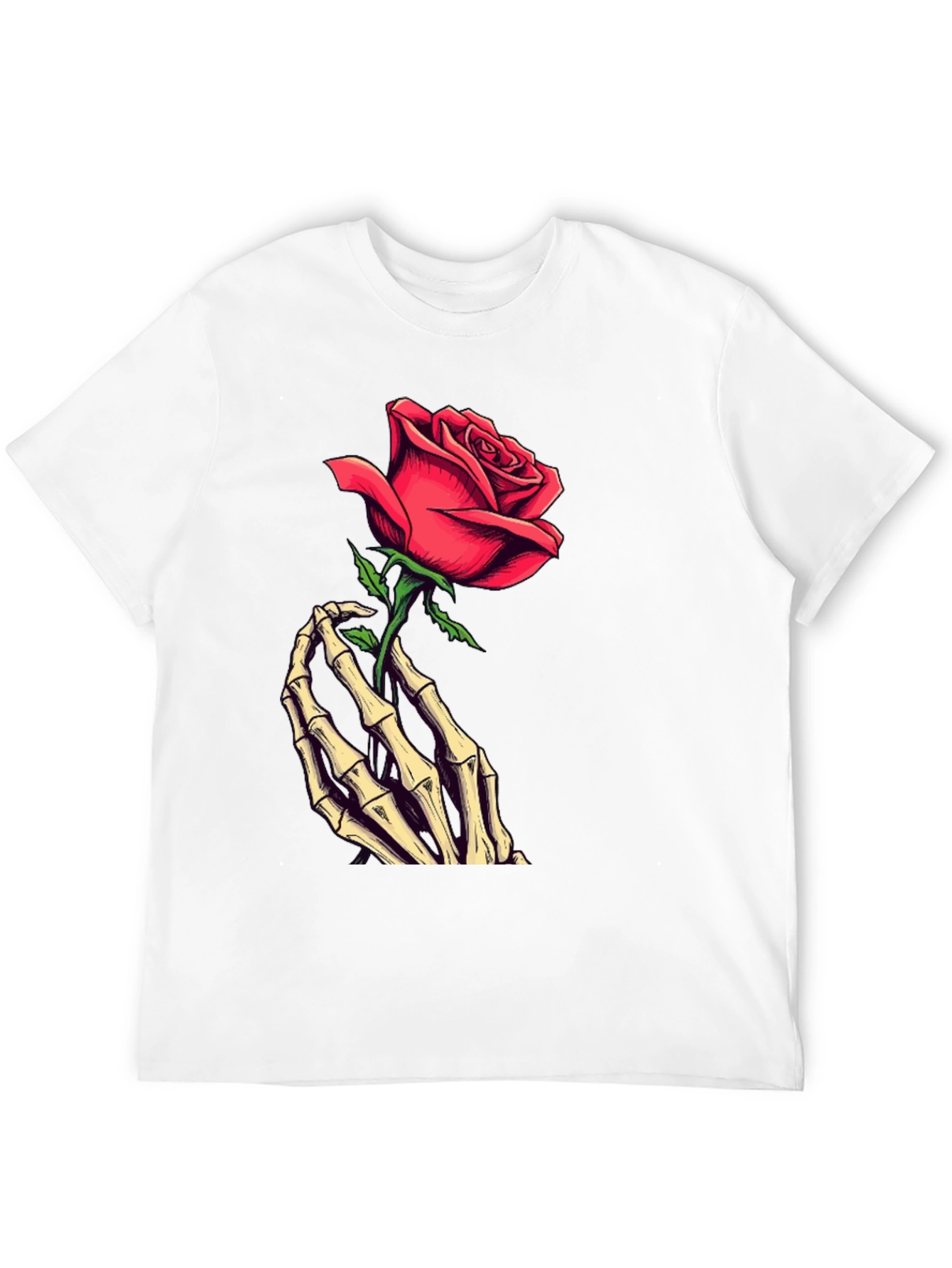 Rose & Skeleton Hand Graphic Tee - Dark Style