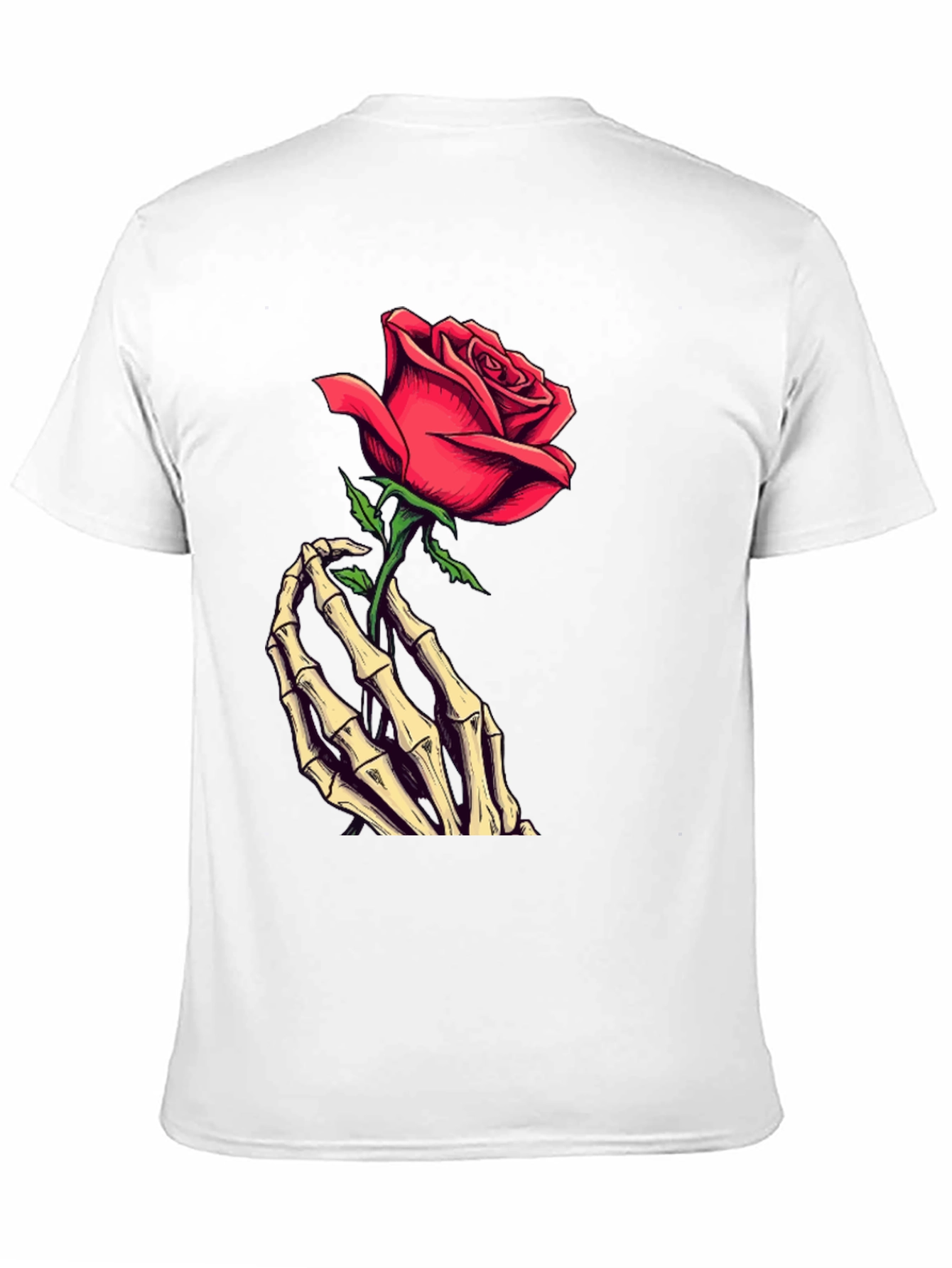 Rose & Skeleton Hand Graphic Tee - Dark Style