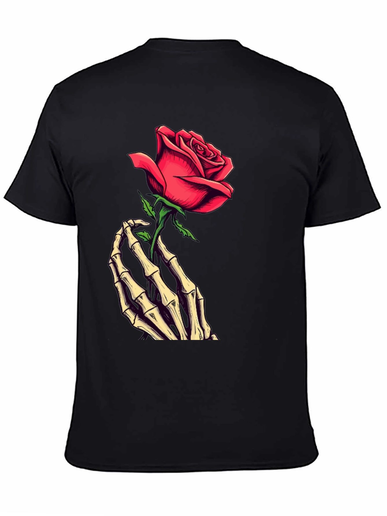 Rose & Skeleton Hand Graphic Tee - Dark Style