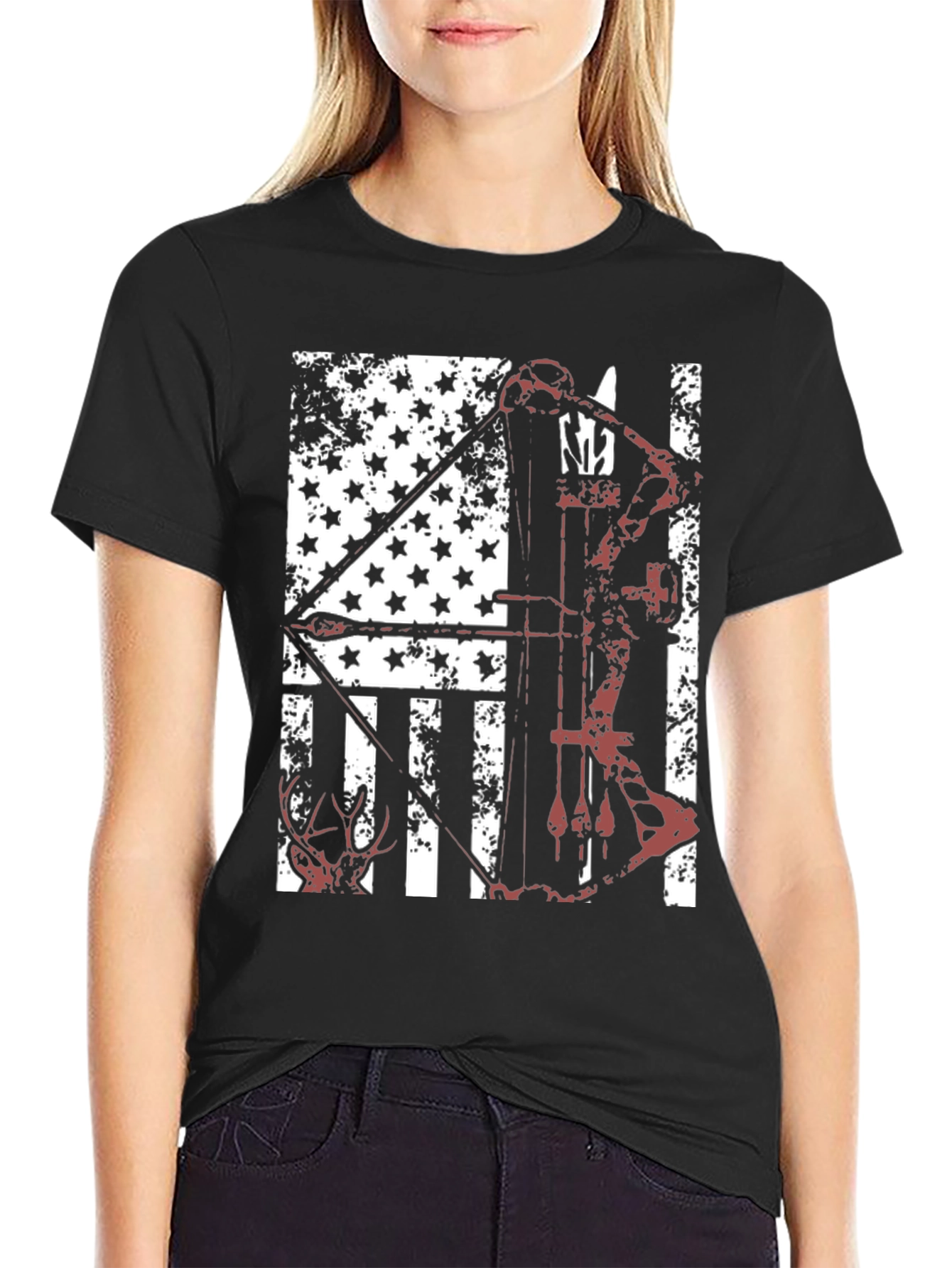 American Flag Bow Hunting T-Shirt