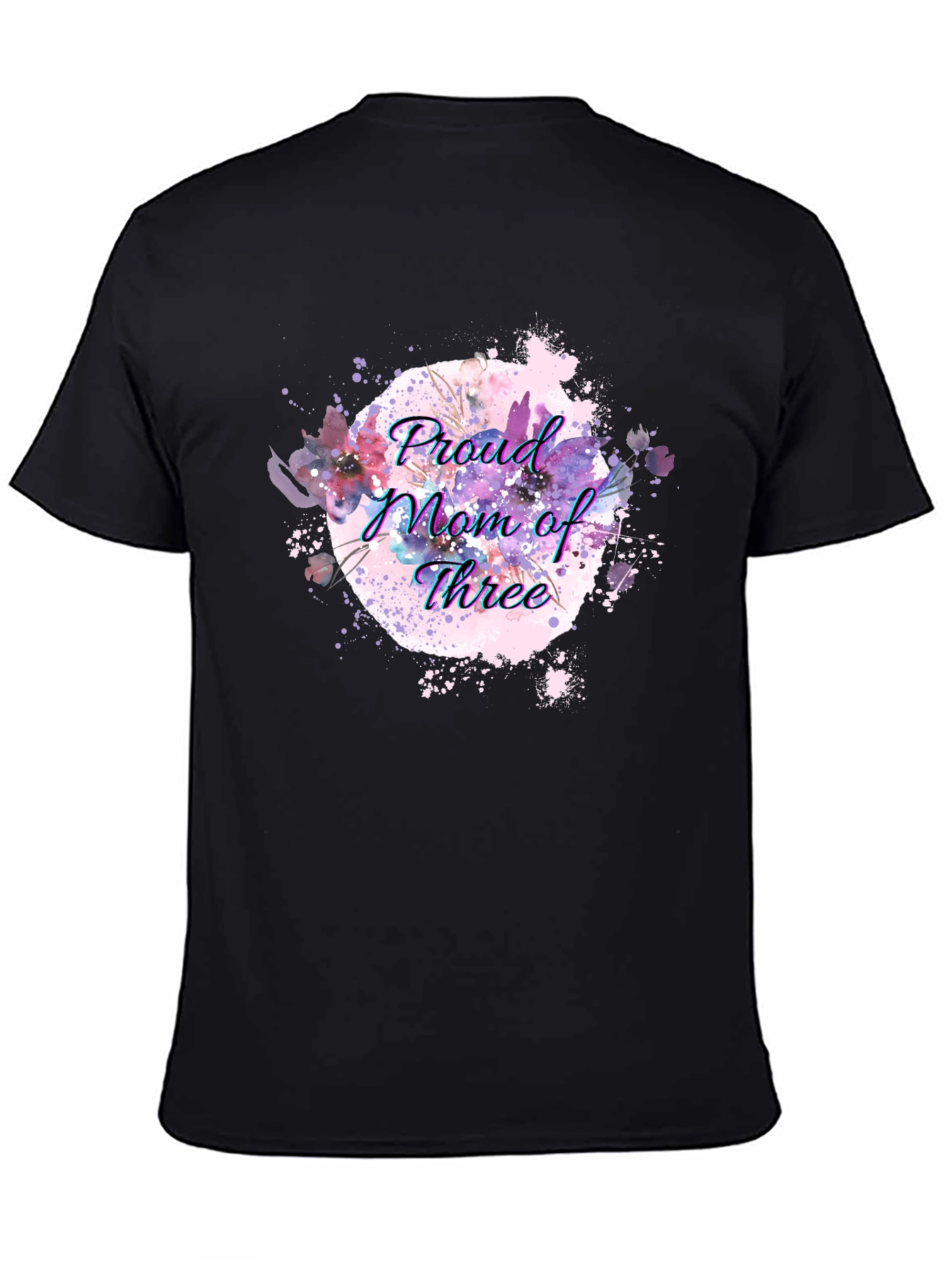 Proud Mom of Three Black T-Shirt