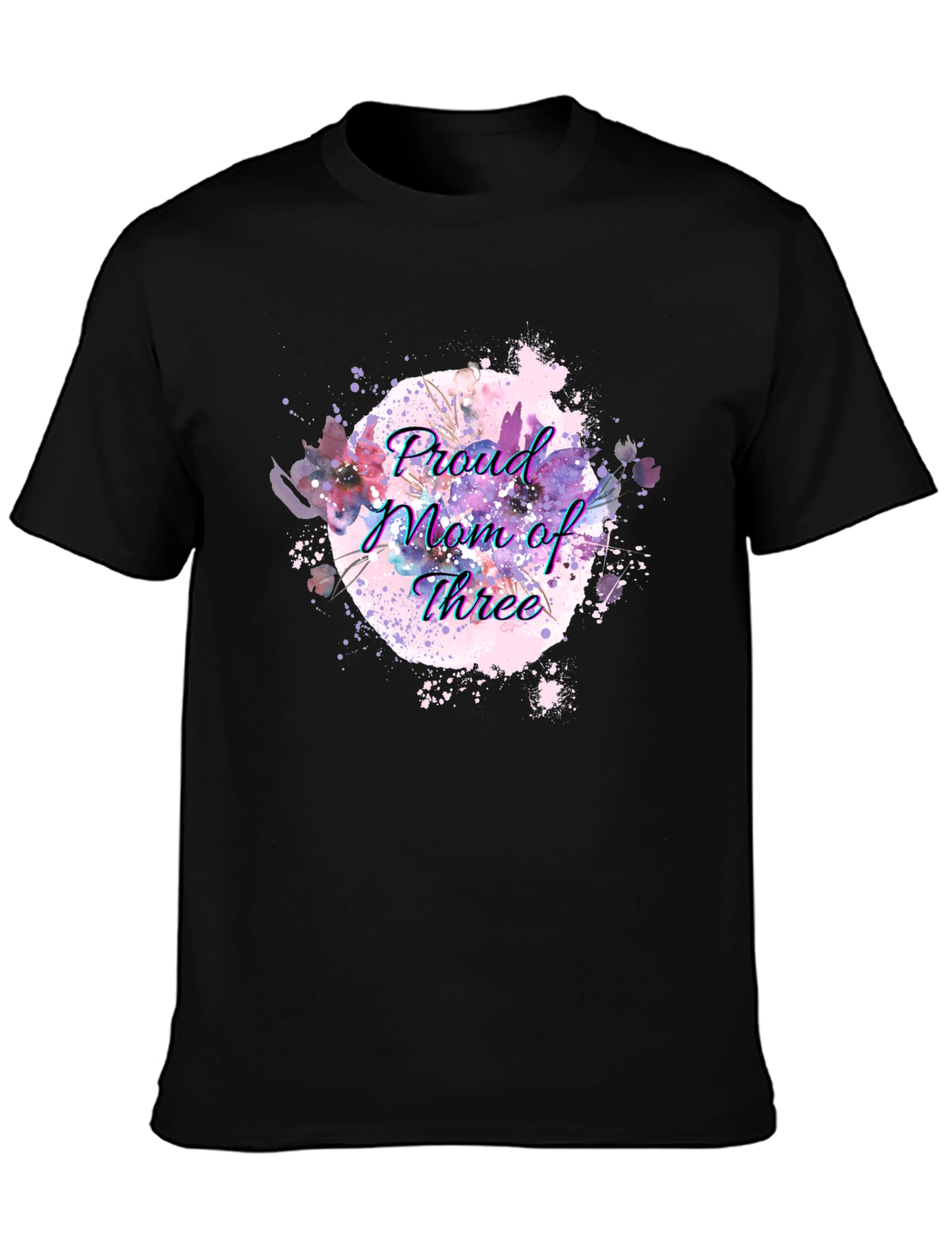 Proud Mom of Three Black T-Shirt