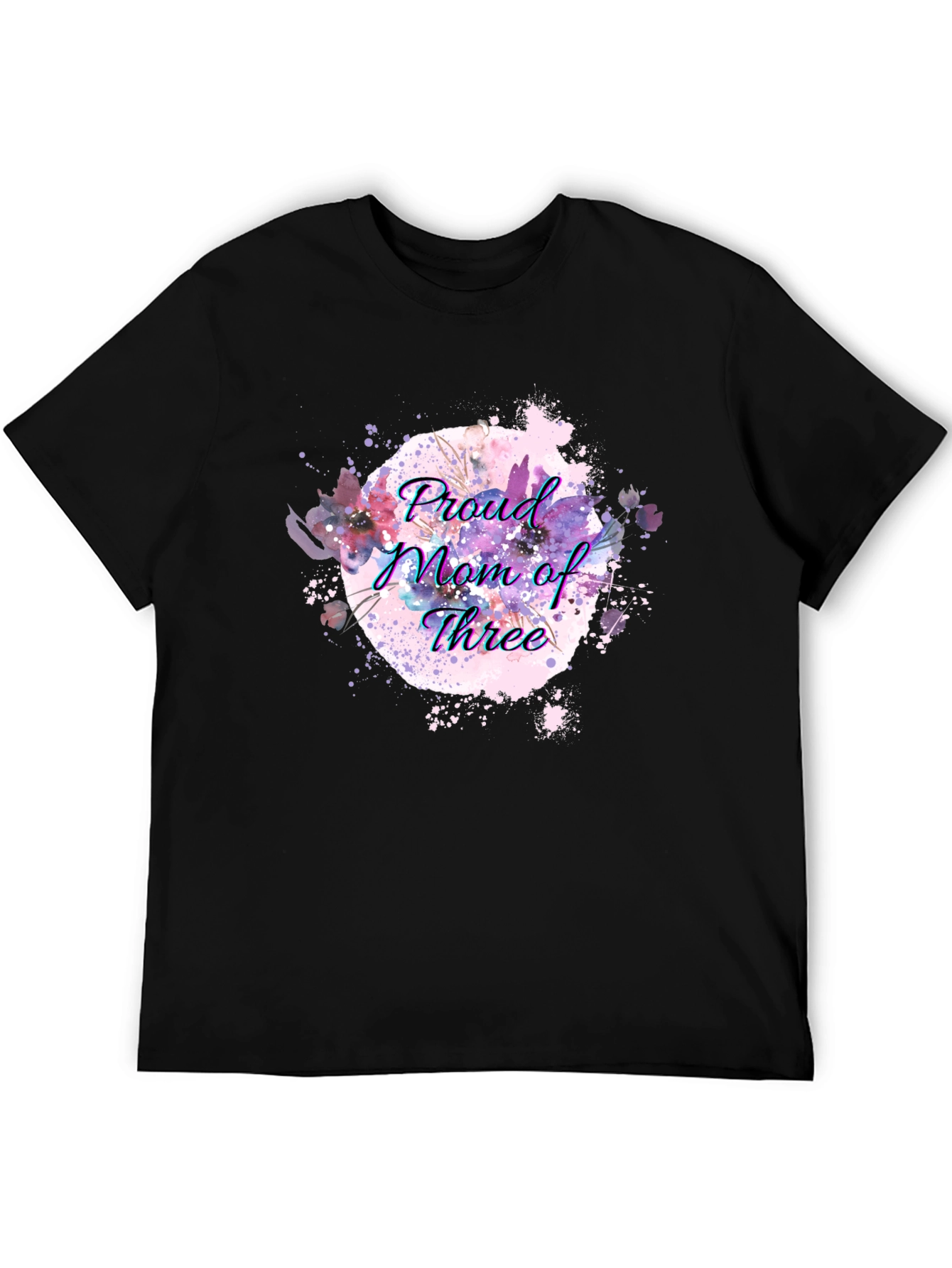 Proud Mom of Three Black T-Shirt