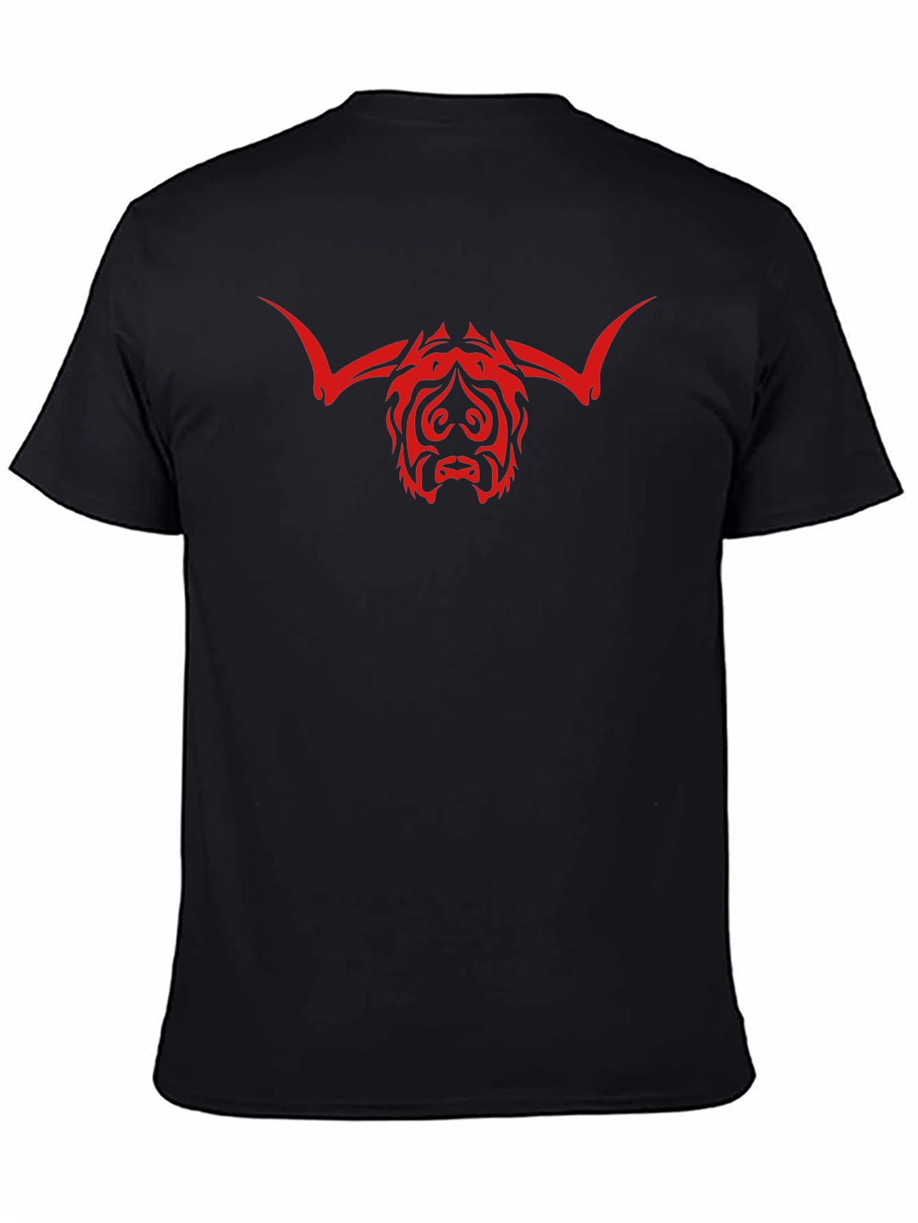 Bull Head Tribal Graphic Print Black T-Shirt
