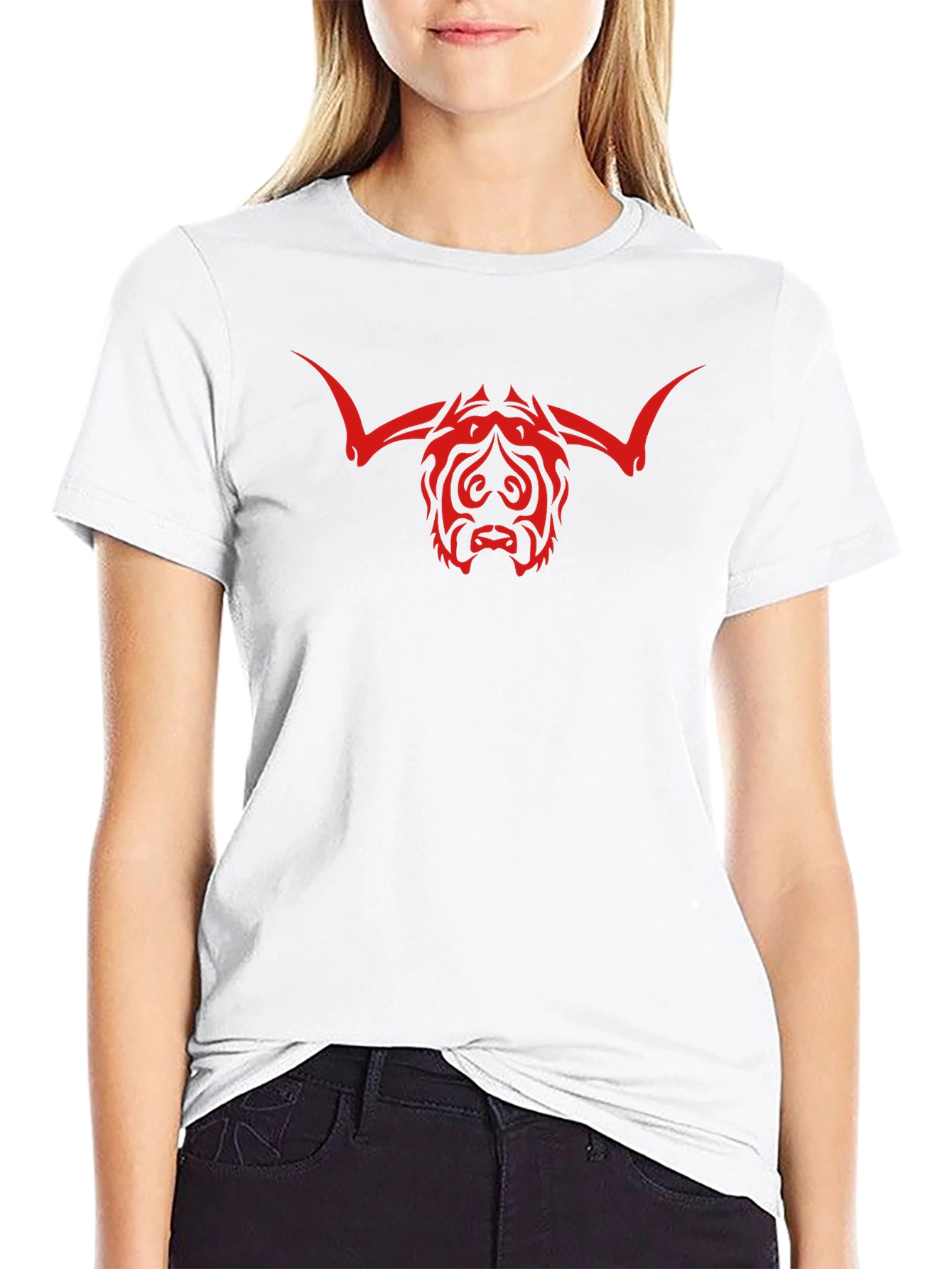 Bull Head Tribal Graphic Print Black T-Shirt
