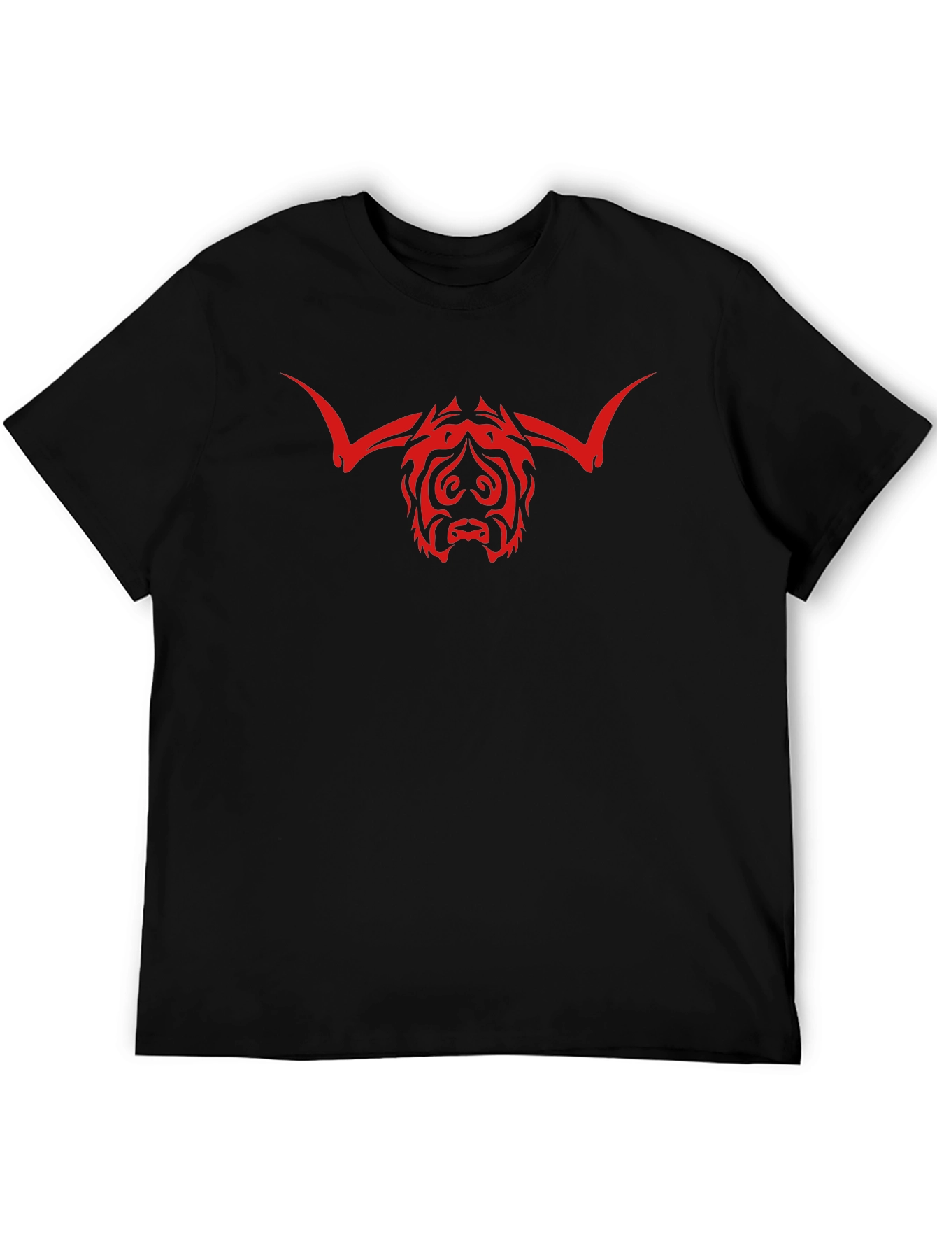 Bull Head Tribal Graphic Print Black T-Shirt
