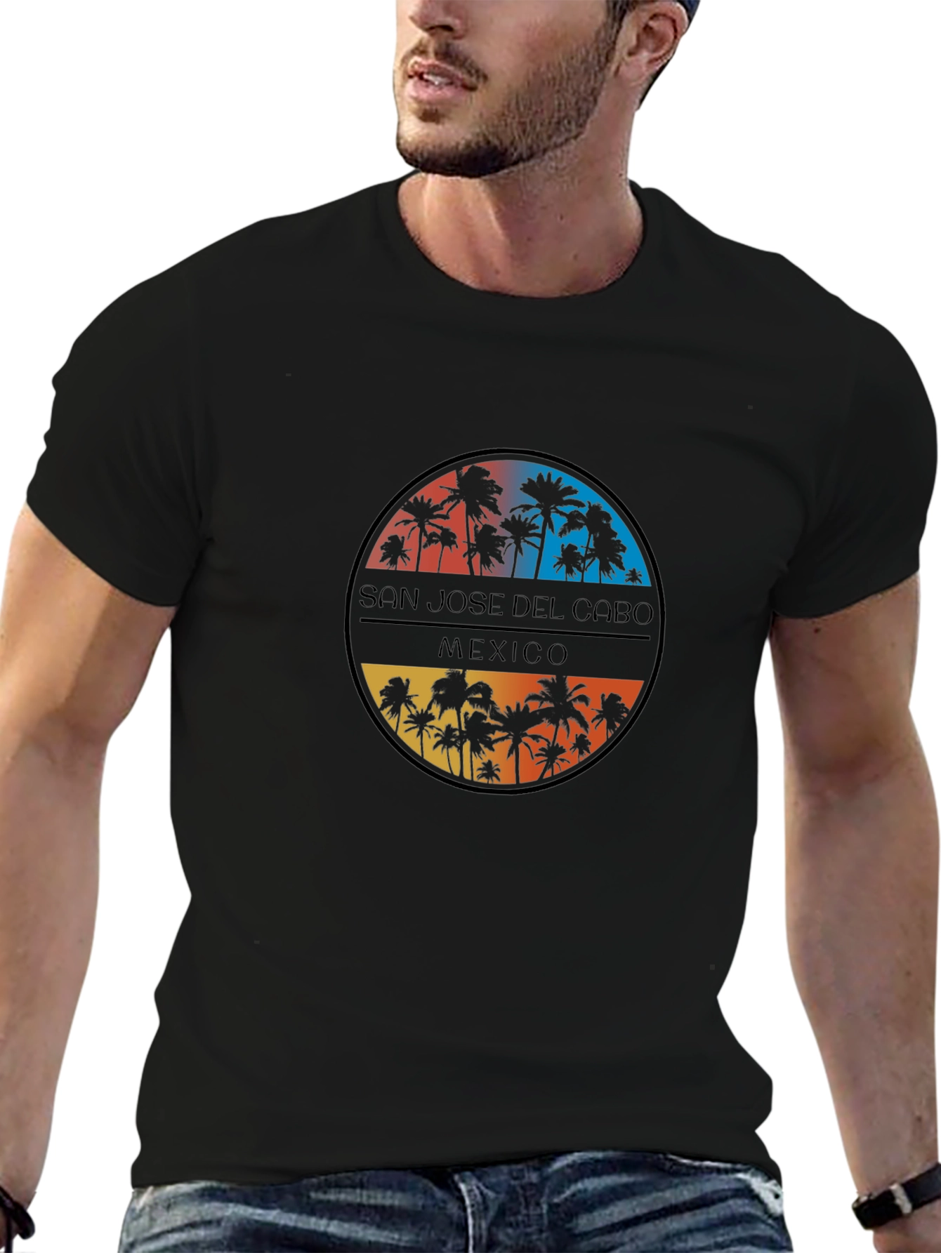 San Jose del Cabo Mexico Palm Tree Black T-Shirt