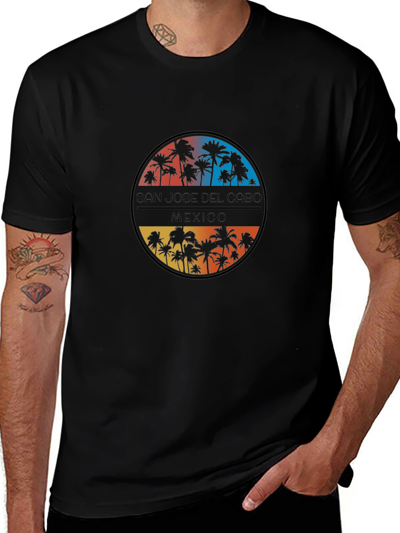 San Jose del Cabo Mexico Palm Tree Black T-Shirt
