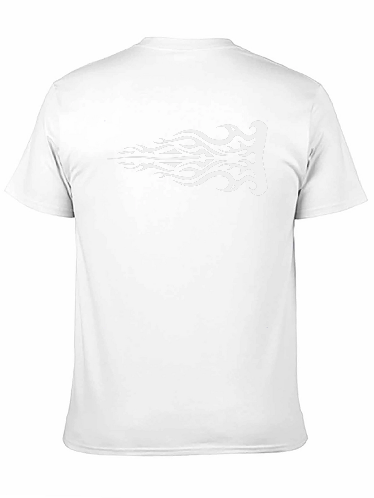 Mens Black T-Shirt with White Tribal Flame Graphic