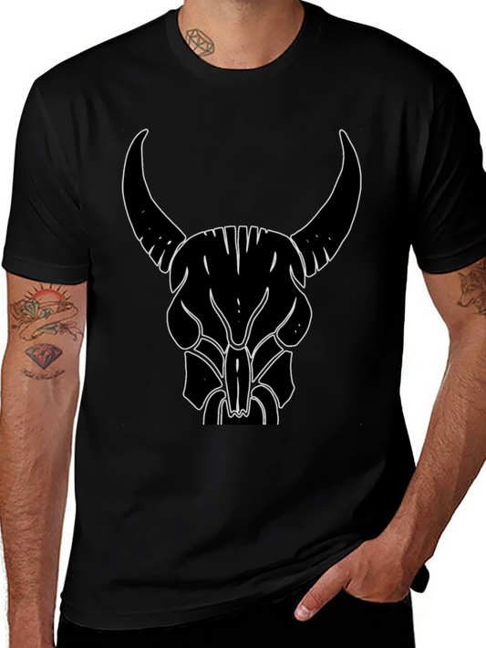 Bull Skull Graphic Tee - Black Cotton T-Shirt