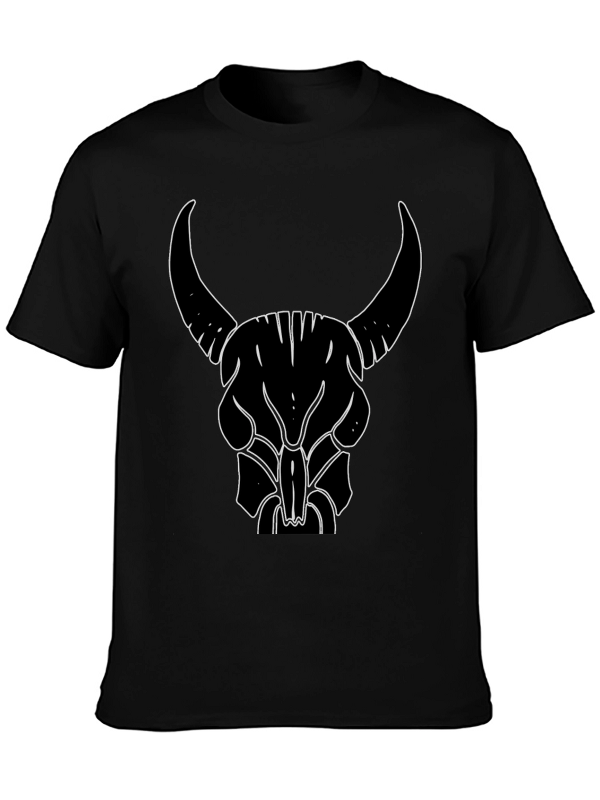 Bull Skull Graphic Tee - Black Cotton T-Shirt