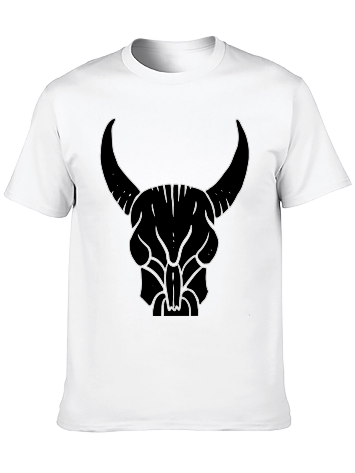 Bull Skull Graphic Tee - Black Cotton T-Shirt