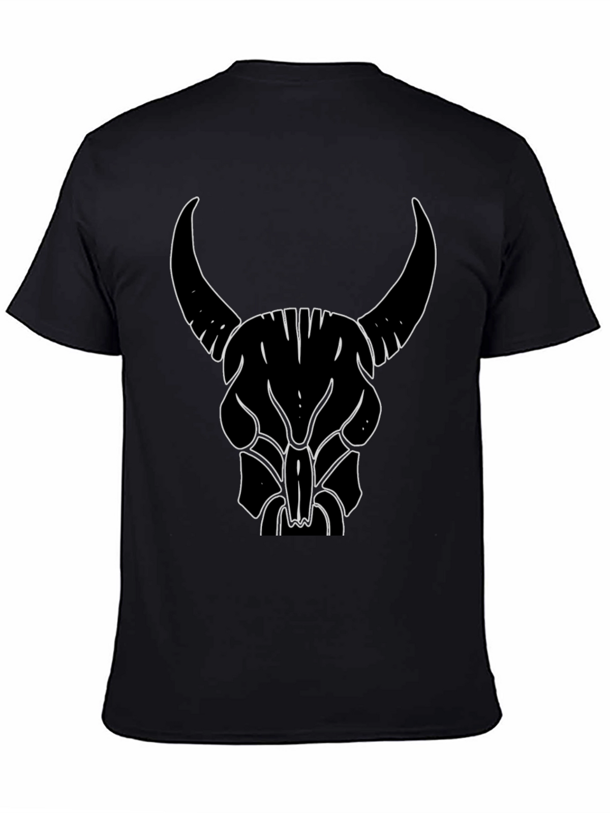 Bull Skull Graphic Tee - Black Cotton T-Shirt