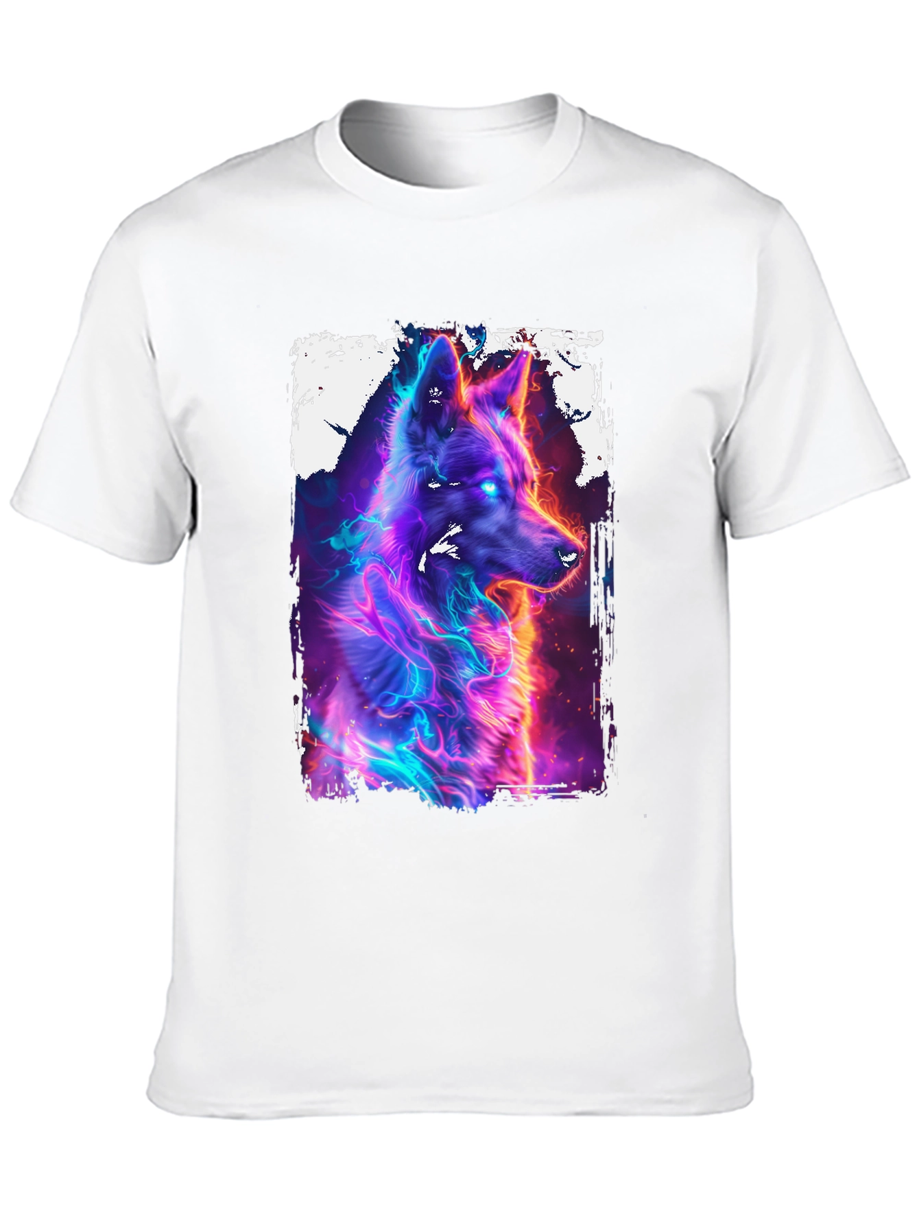 Neon Wolf Graphic Black T-Shirt