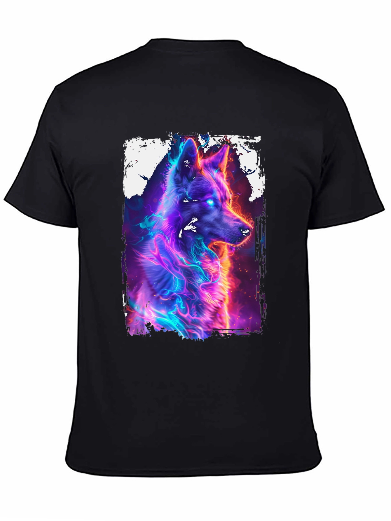 Neon Wolf Graphic Black T-Shirt