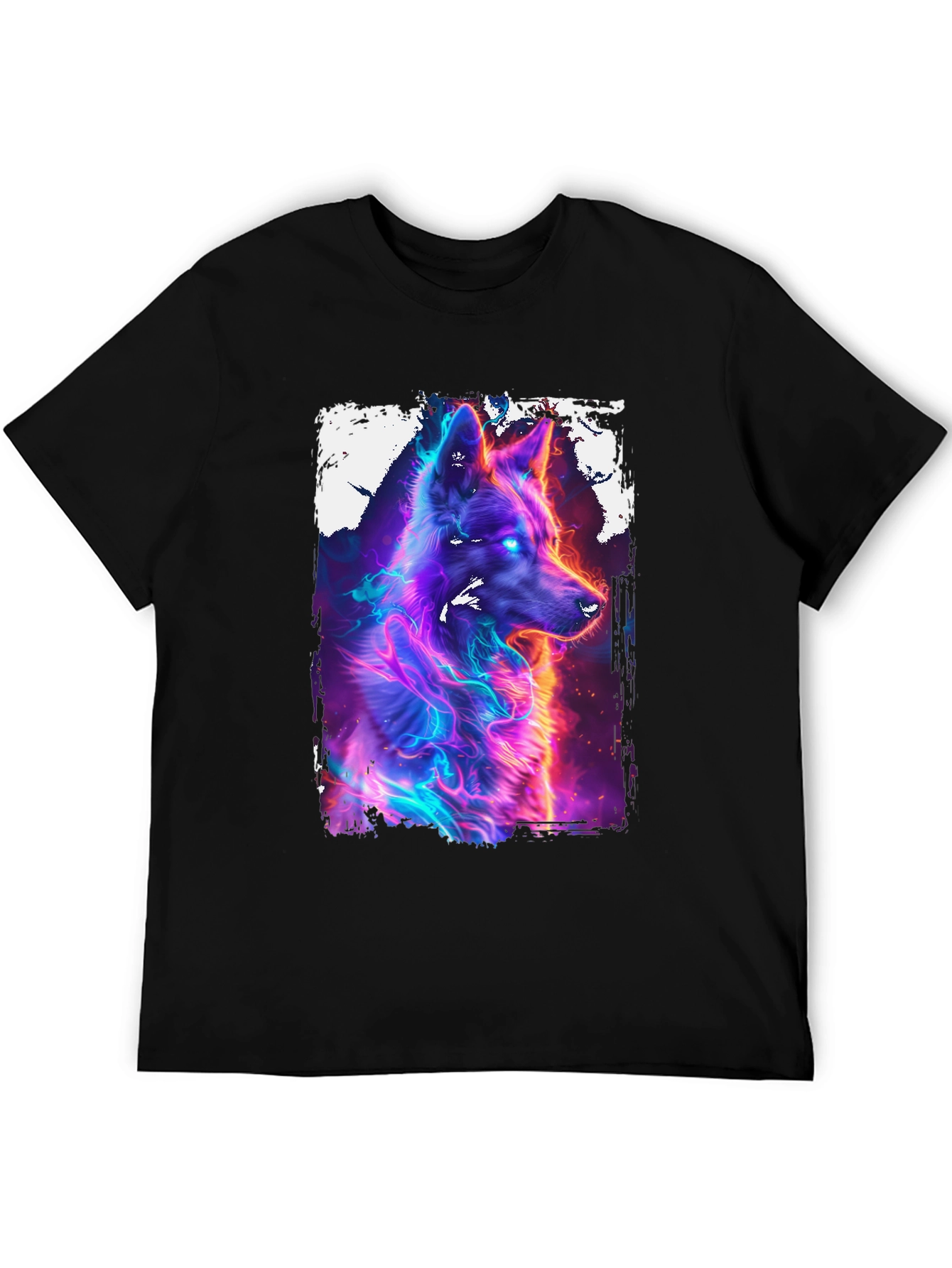 Neon Wolf Graphic Black T-Shirt
