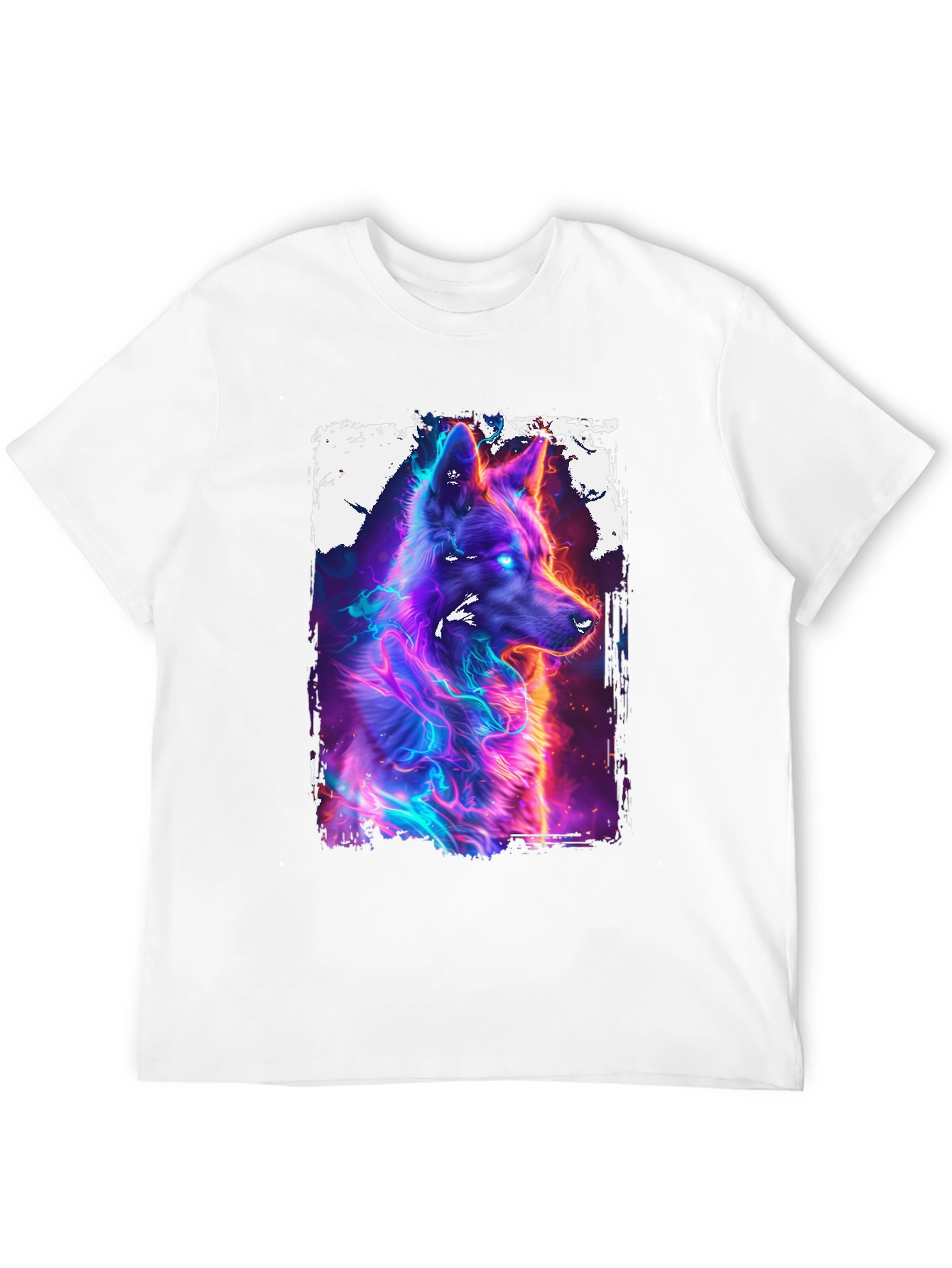 Neon Wolf Graphic Black T-Shirt