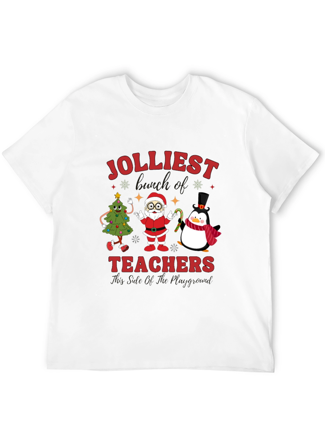 Jolliest Teachers Christmas Graphic T-Shirt