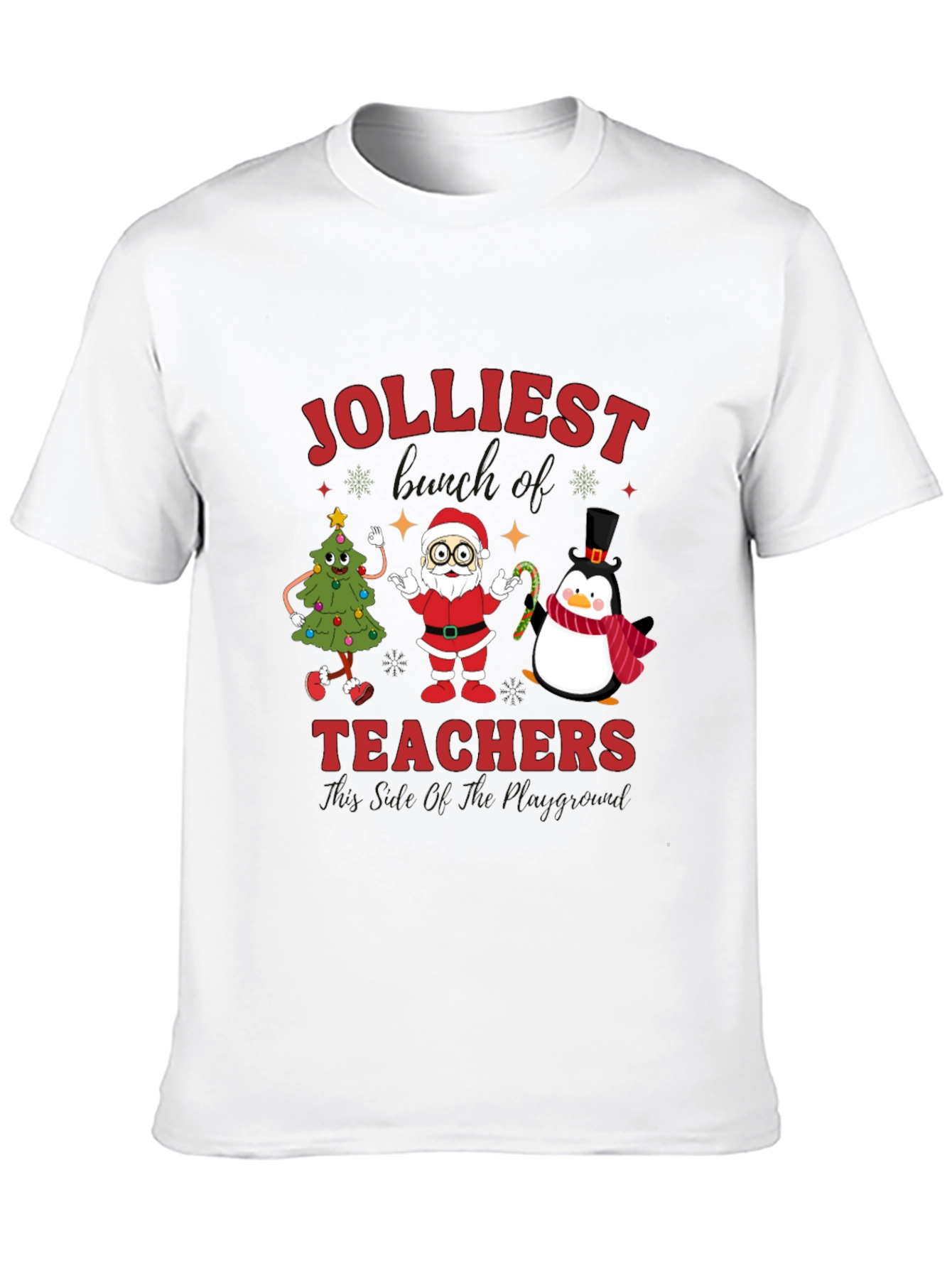 Jolliest Teachers Christmas Graphic T-Shirt