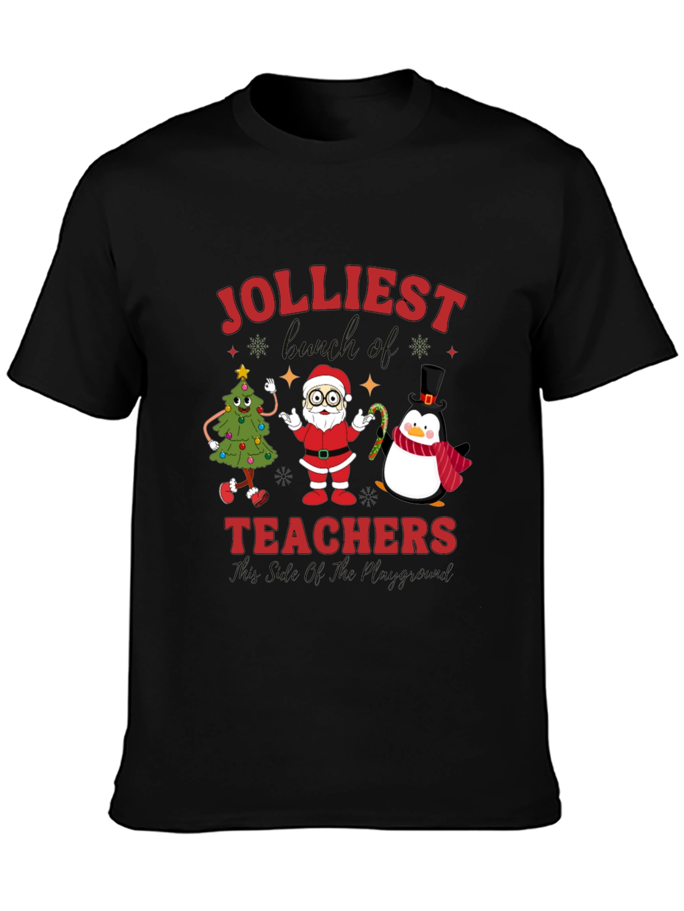 Jolliest Teachers Christmas Graphic T-Shirt