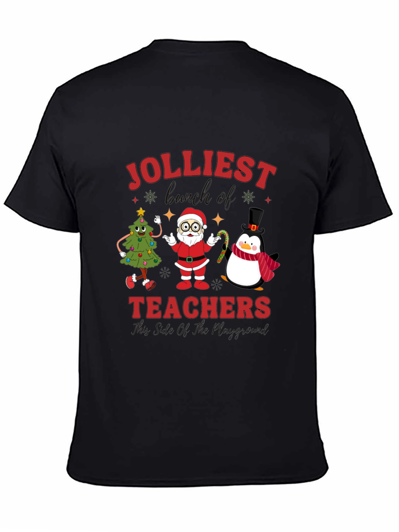 Jolliest Teachers Christmas Graphic T-Shirt