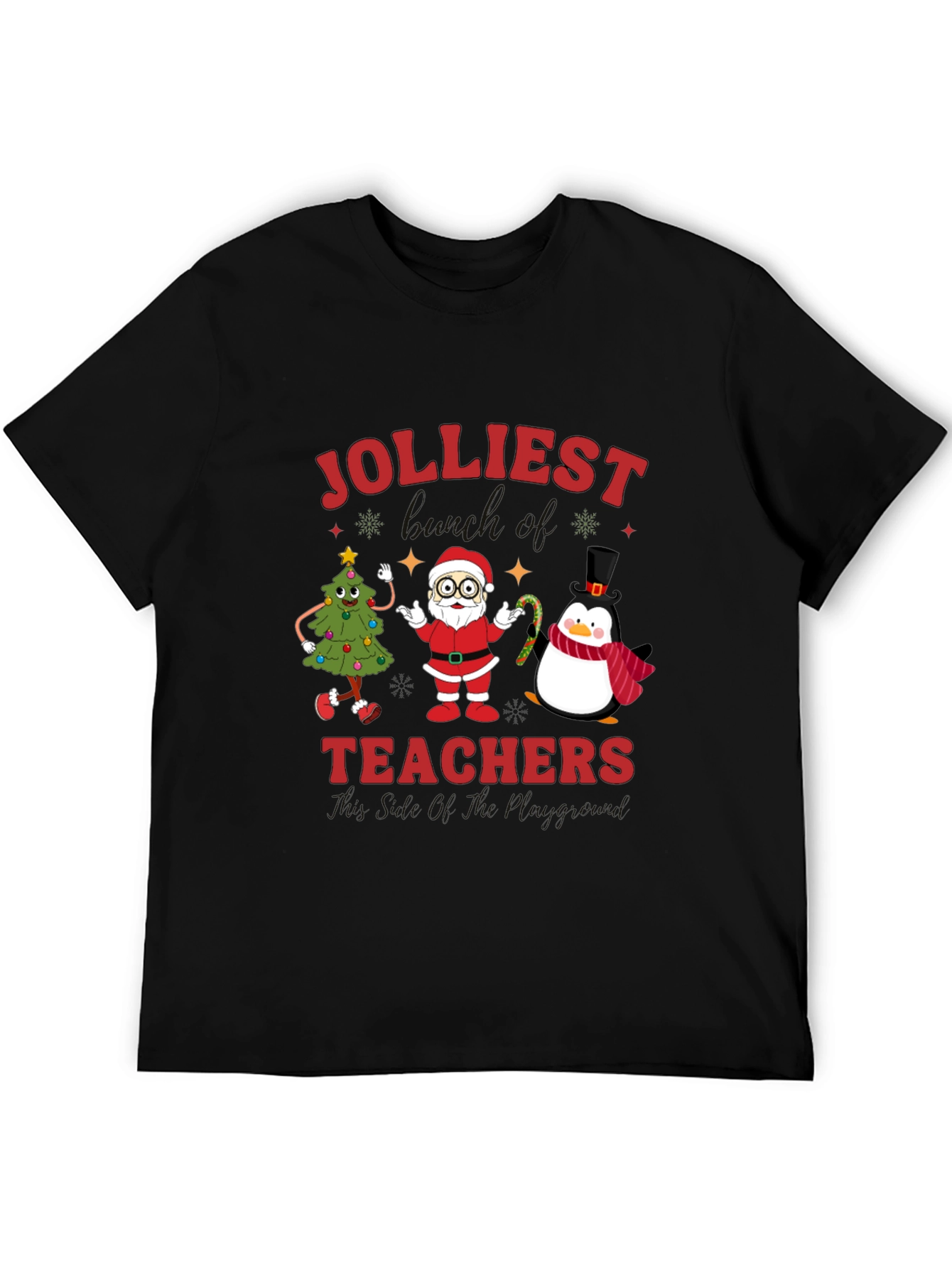 Jolliest Teachers Christmas Graphic T-Shirt