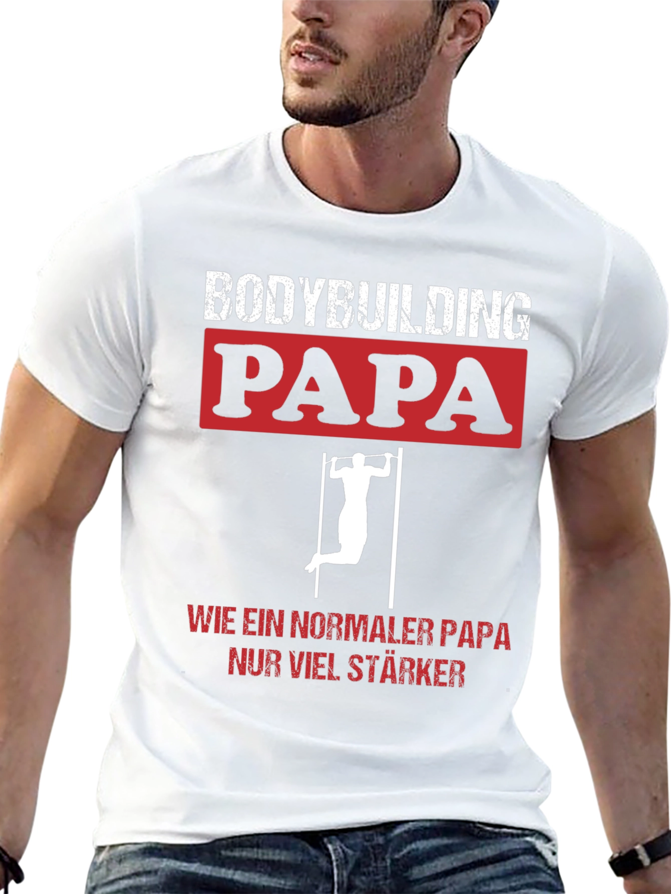 Bodybuilding Papa T-Shirt - Strong Dad Gym Tee