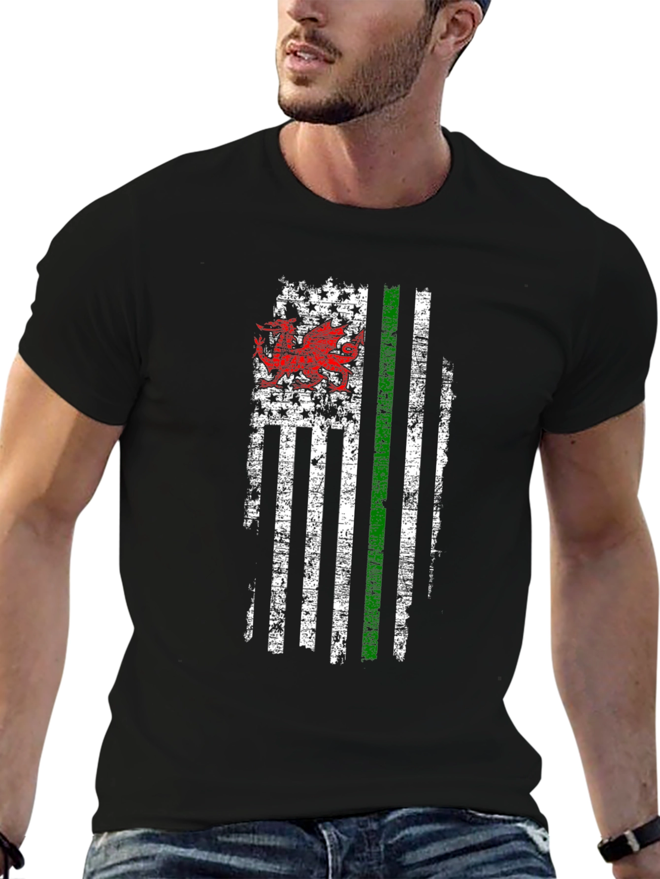 Welsh Dragon American Flag T-Shirt