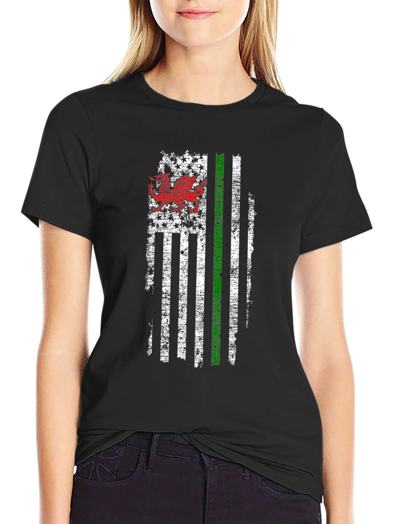 Welsh Dragon American Flag T-Shirt