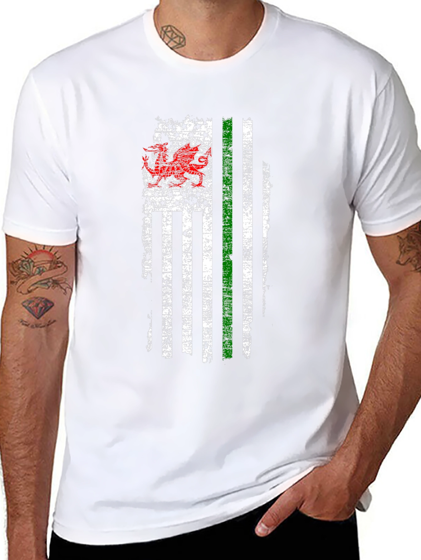 Welsh Dragon American Flag T-Shirt
