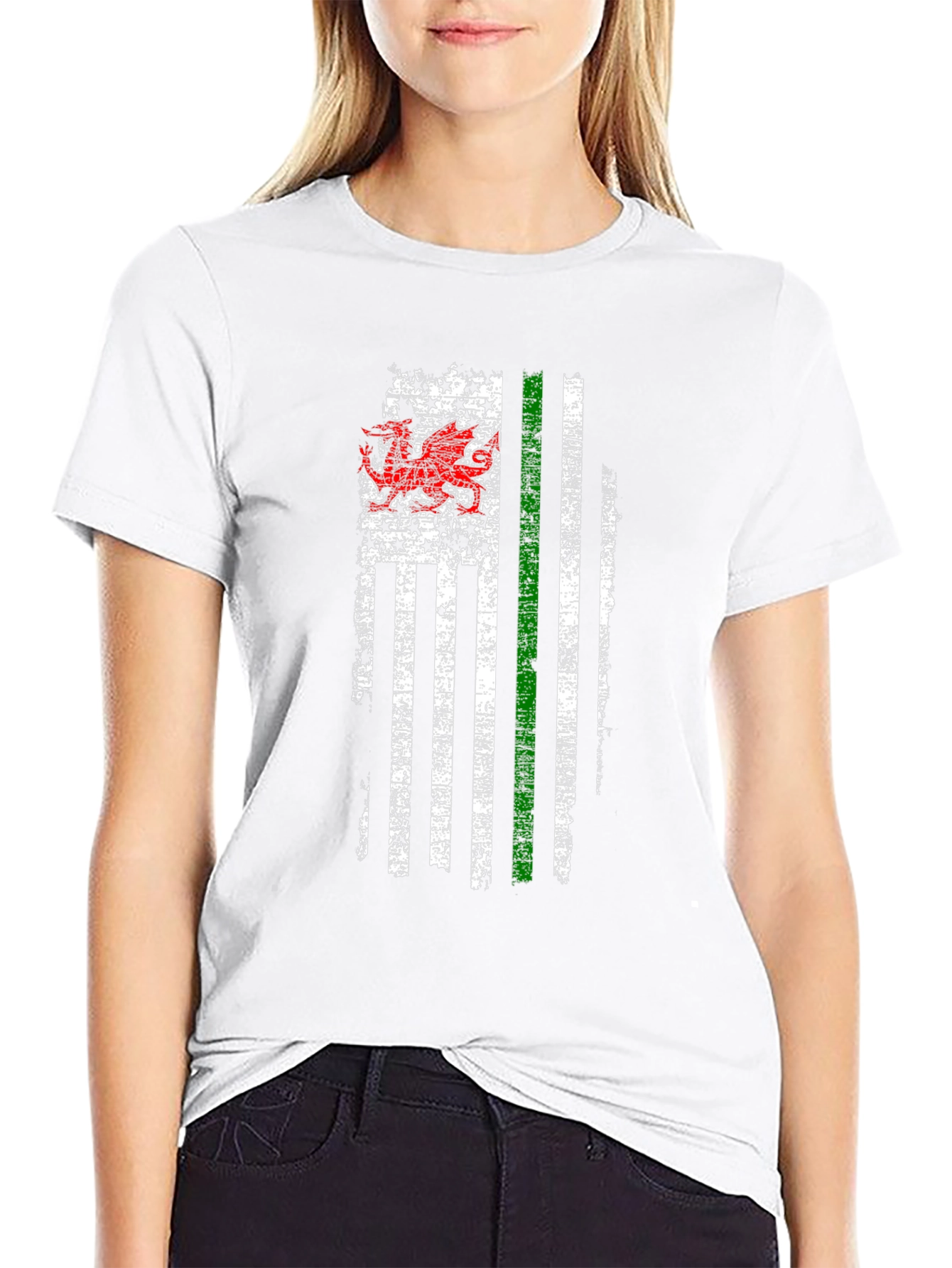 Welsh Dragon American Flag T-Shirt