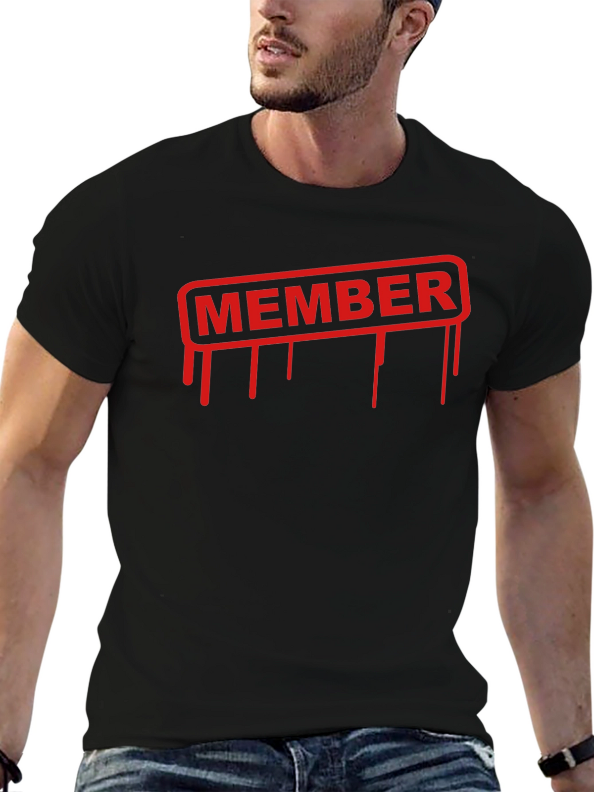 Member Dripping Text Black T-Shirt