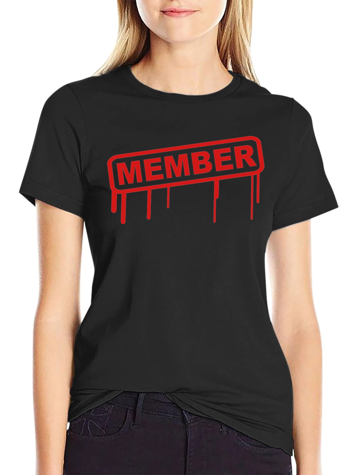 Member Dripping Text Black T-Shirt