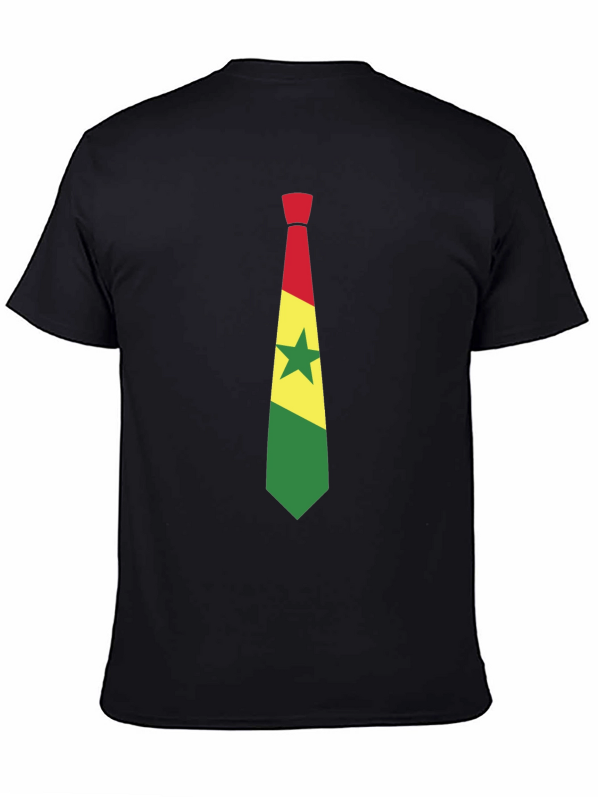 Ghana Flag Tie Graphic Black T-Shirt