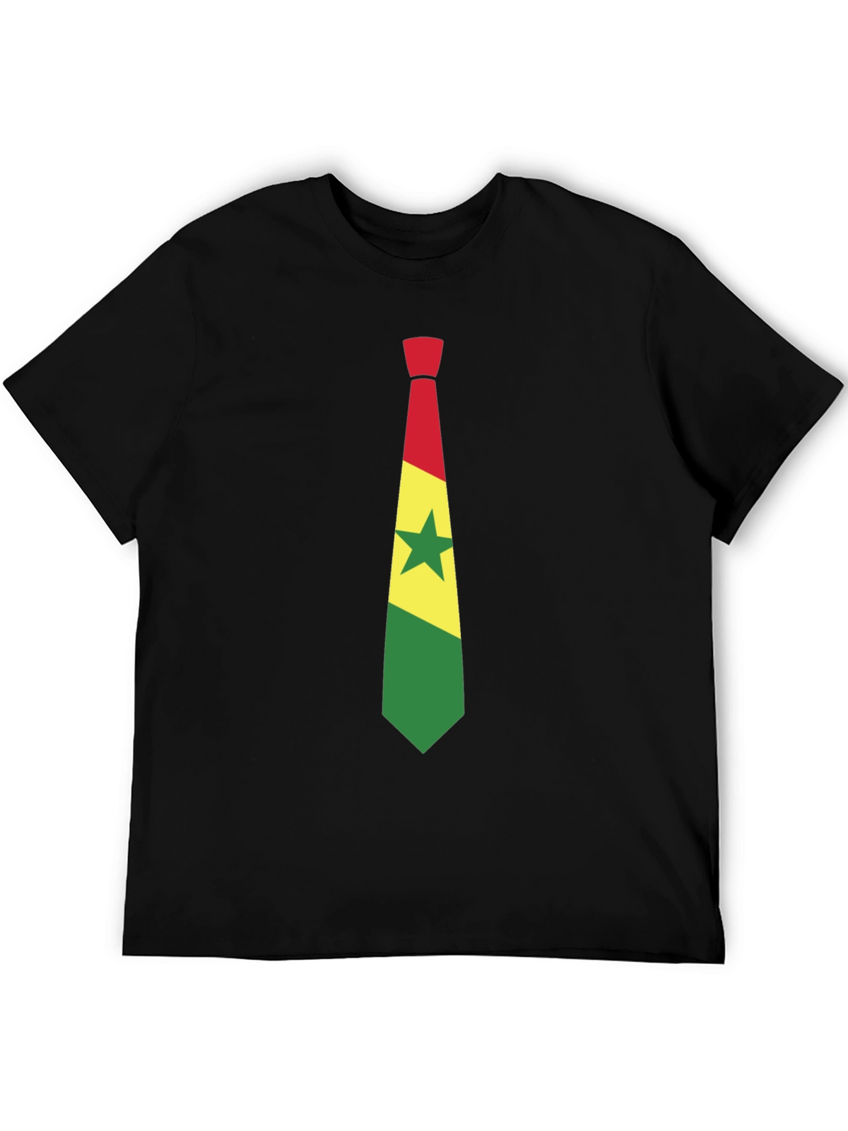 Ghana Flag Tie Graphic Black T-Shirt