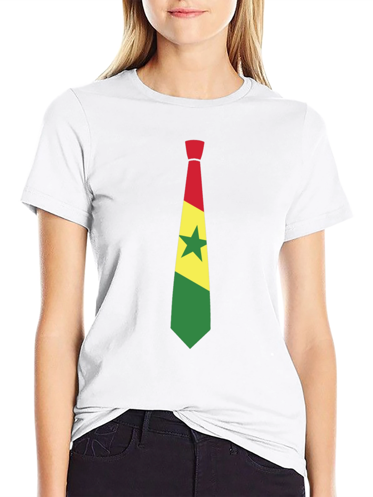 Ghana Flag Tie Graphic Black T-Shirt