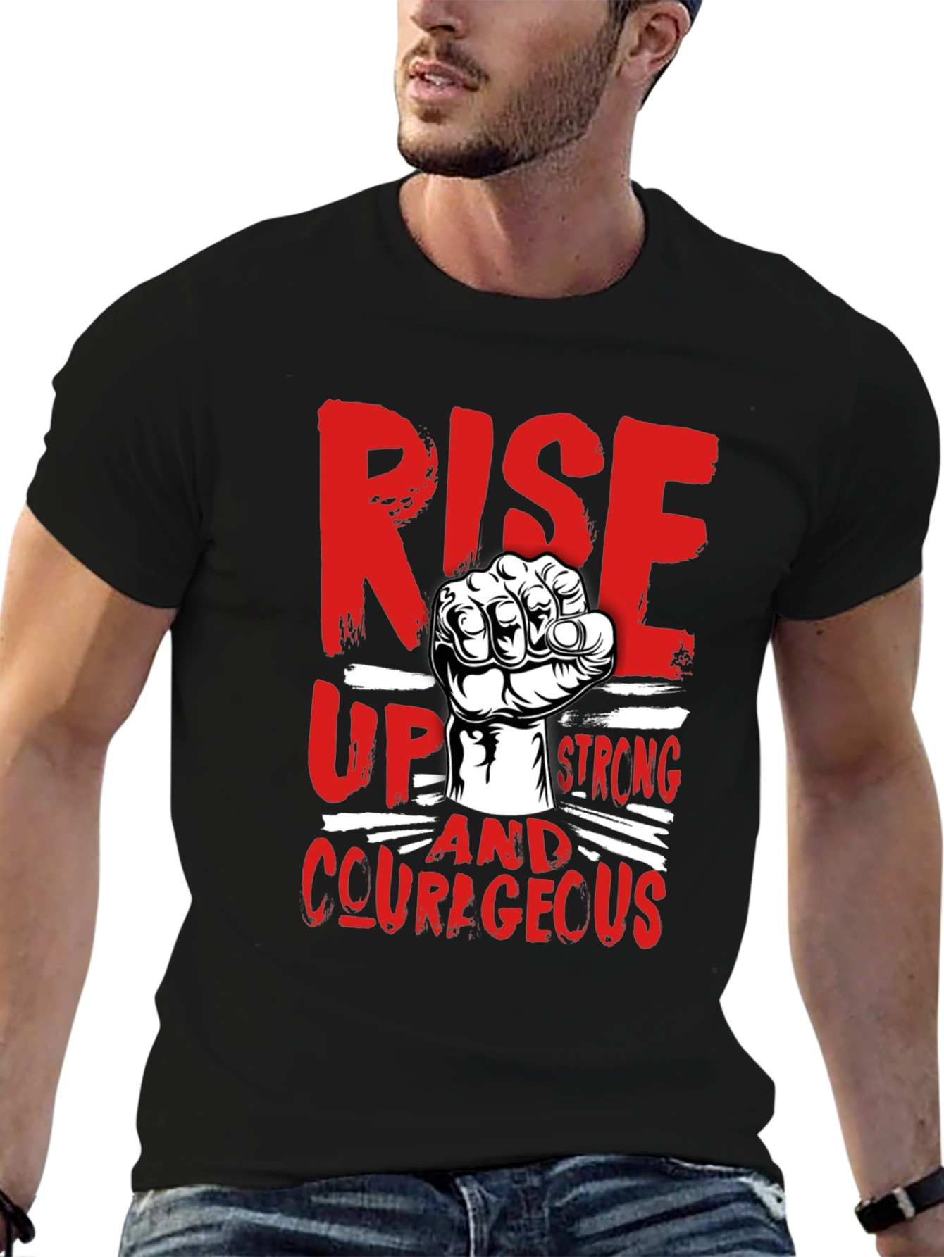 Rise Up Strong Courageous Graphic Tee