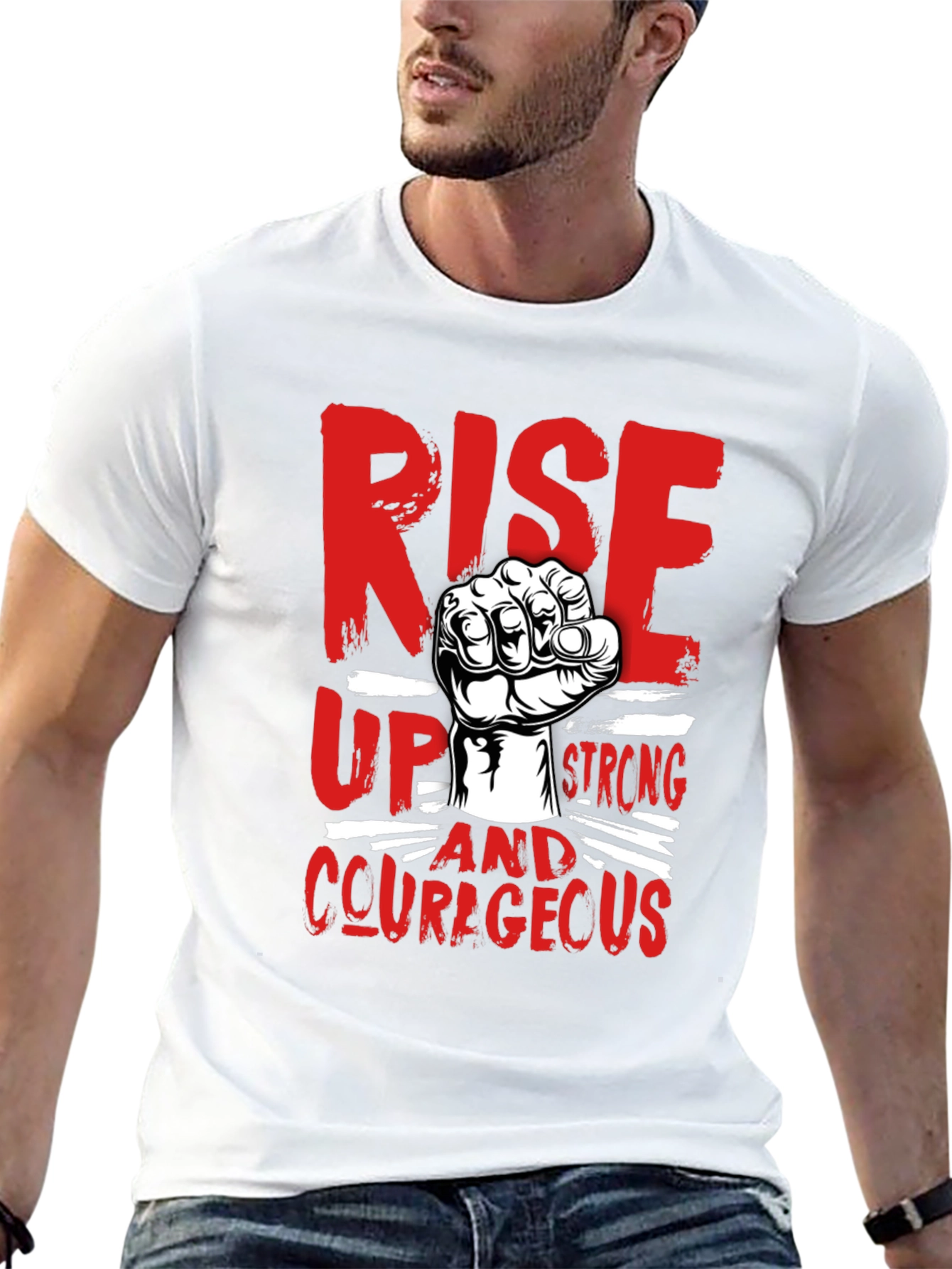 Rise Up Strong Courageous Graphic Tee